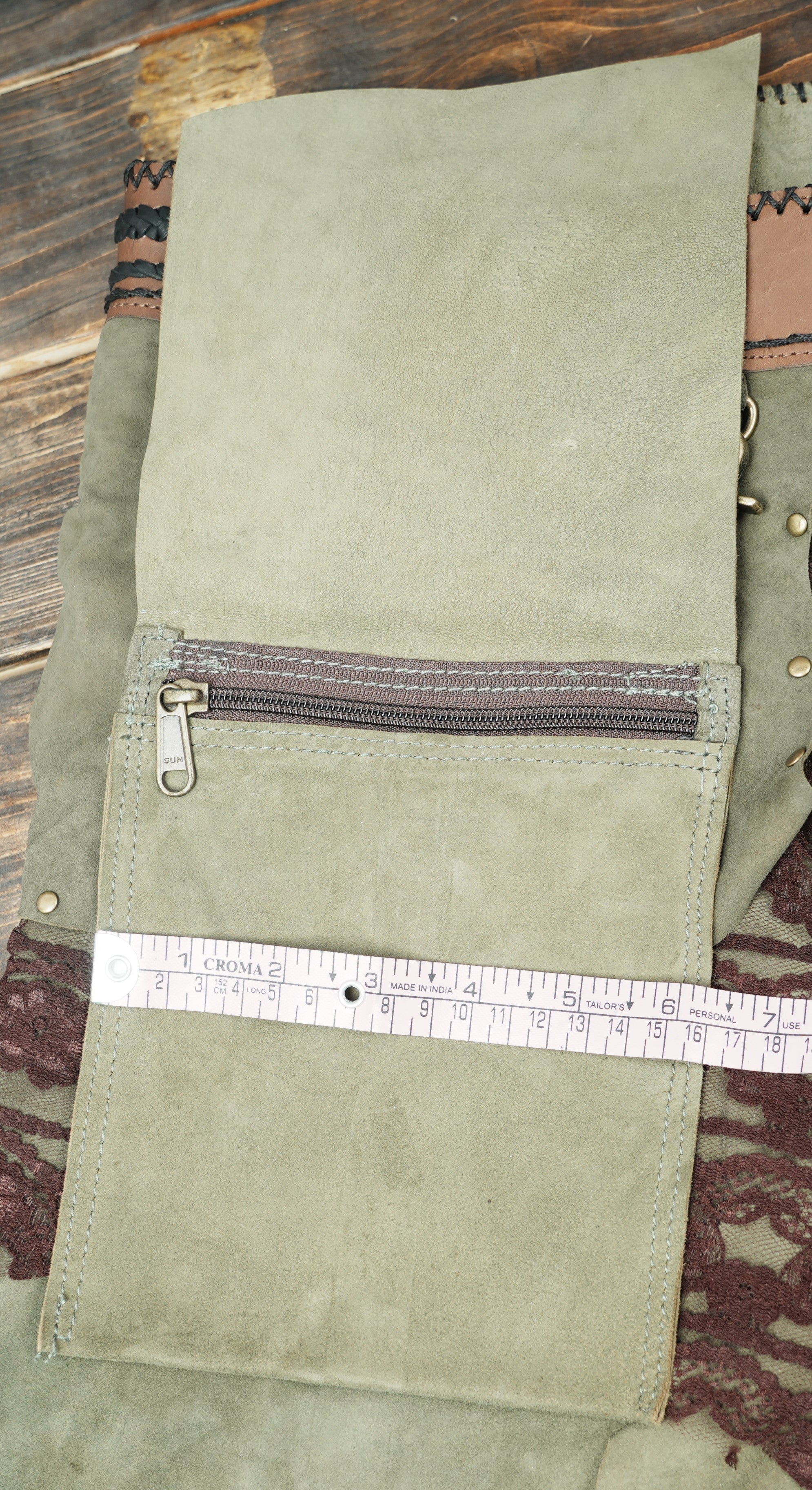 Festival leather skirt with lace and stud details