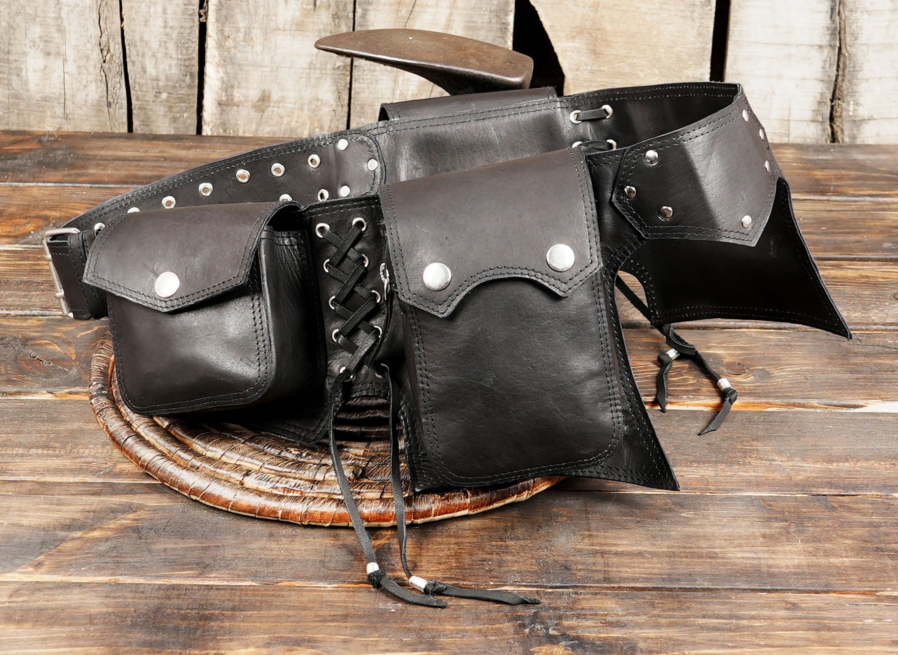 Leather waist pouch for men – handmade festival gear
