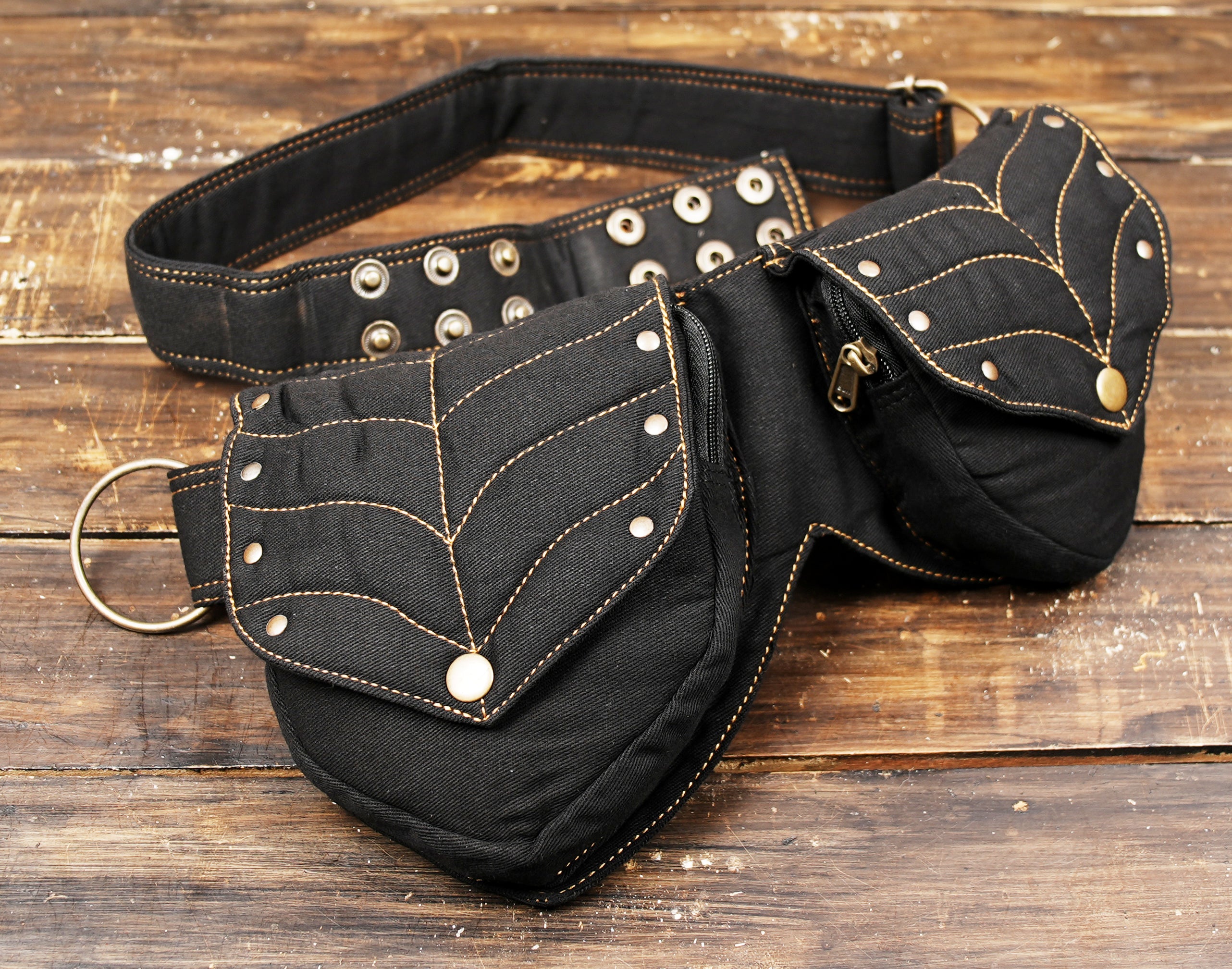 Unisex black festival belt pouch perfect for travel, cosplay, or everyday use