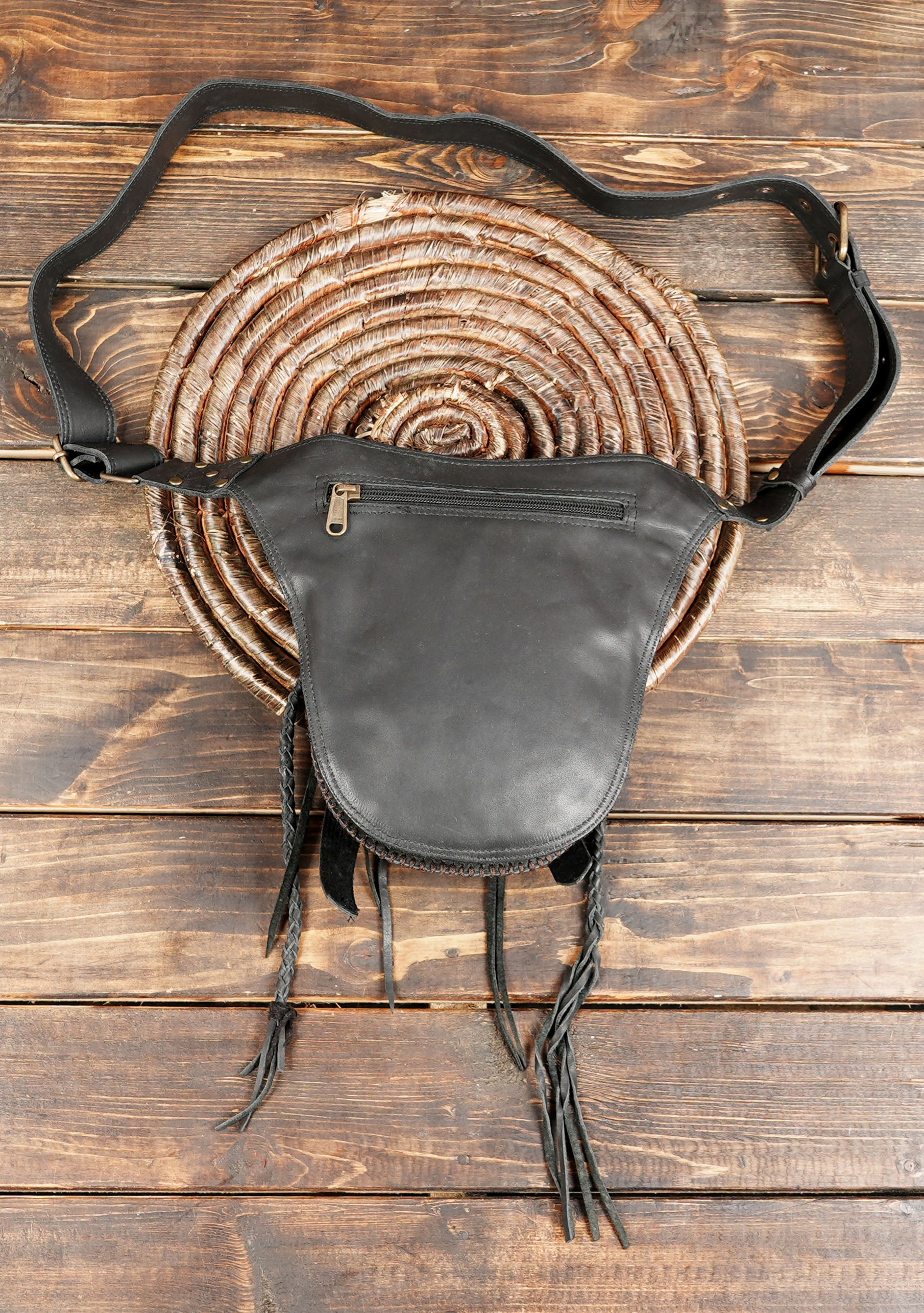 Bohemian leather waist bag for festivals and costumes