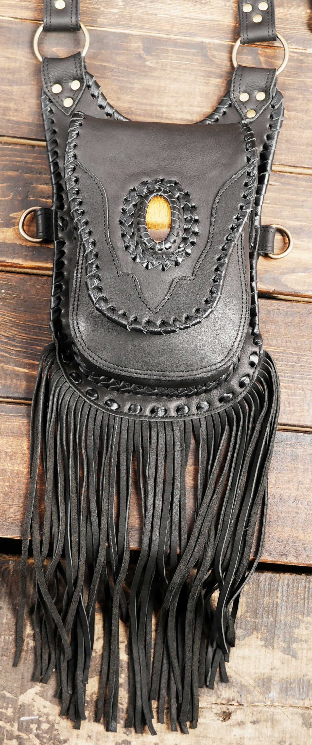 Shoulder Holster Bag Harness With Pockets Black Leather Holster Waistcoat, Shoulder Bag, and phone bag 