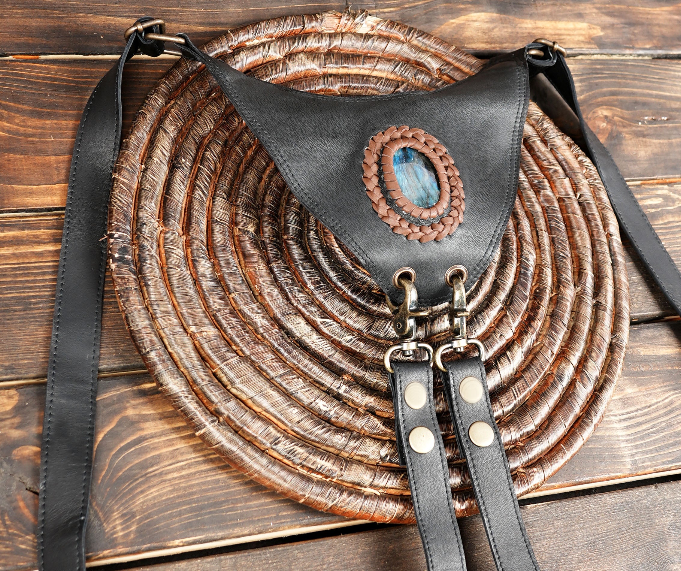 Festival-ready leather harness bag for men and women