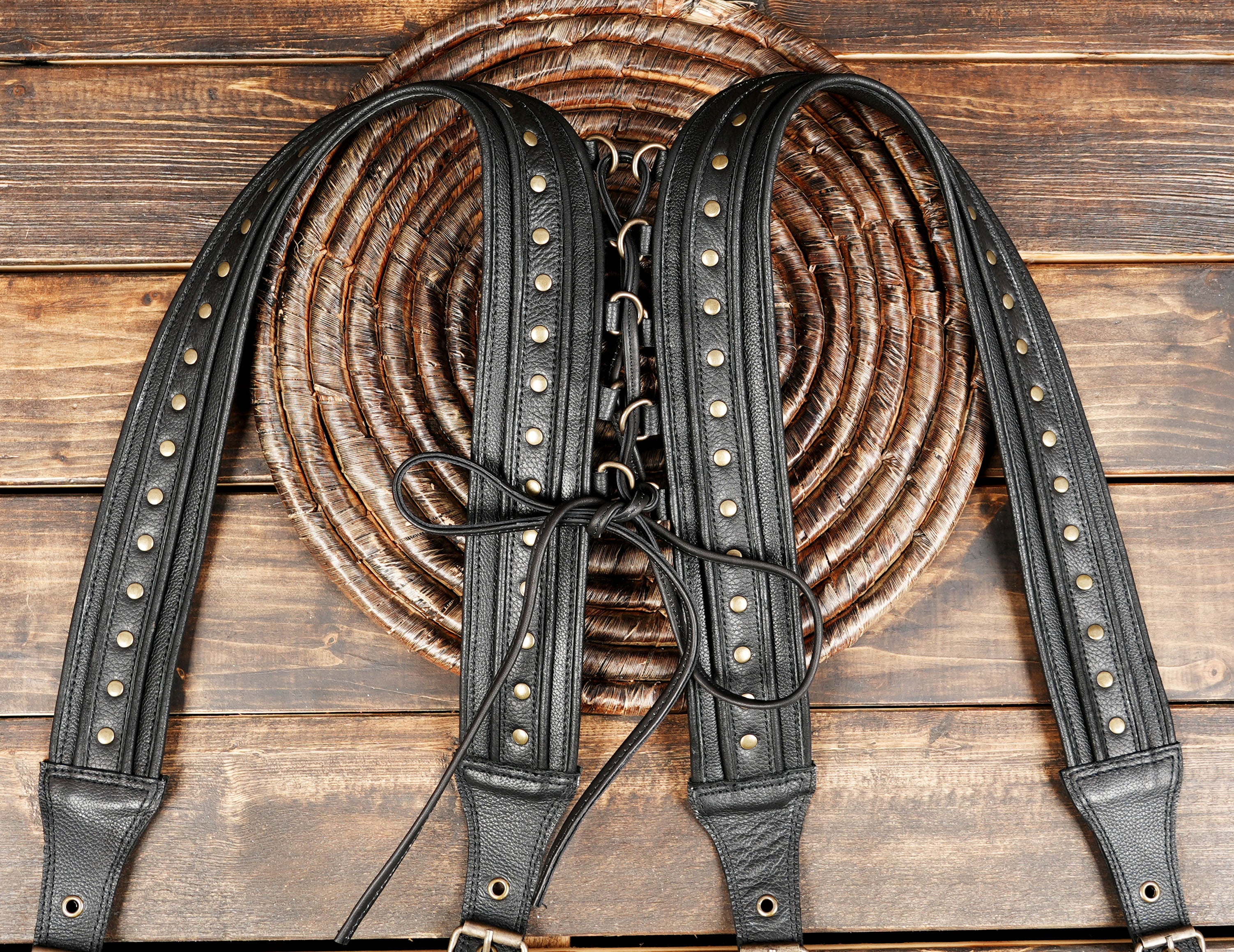 Black leather holster waistcoat, shoulder bag, holster, double utility bag, unisex, adjustable, festival holster bag with adjustable fit 