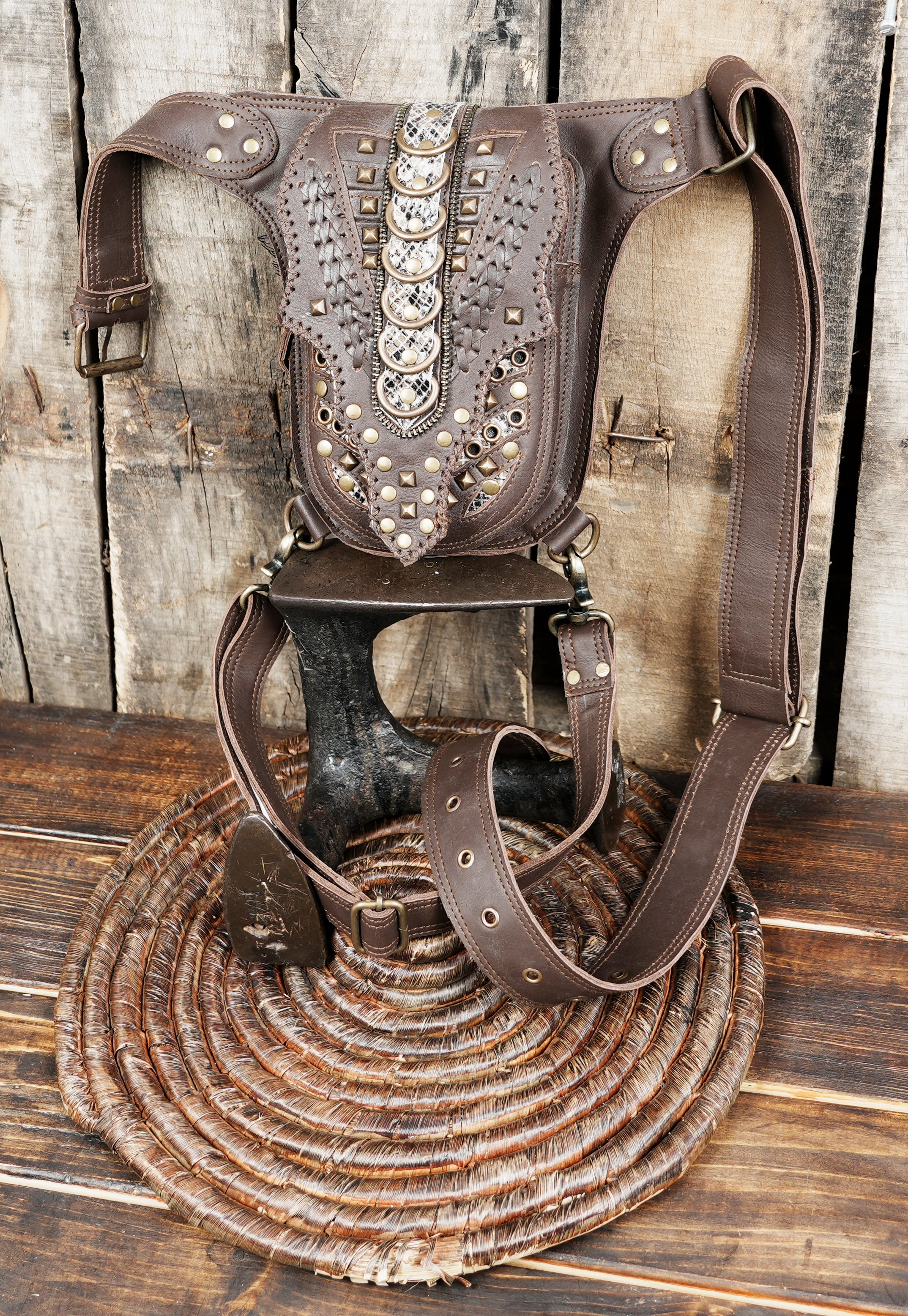 Handmade Black Leather Holster Belt Steampunk Leather (LT-AB-WBTS-6001)