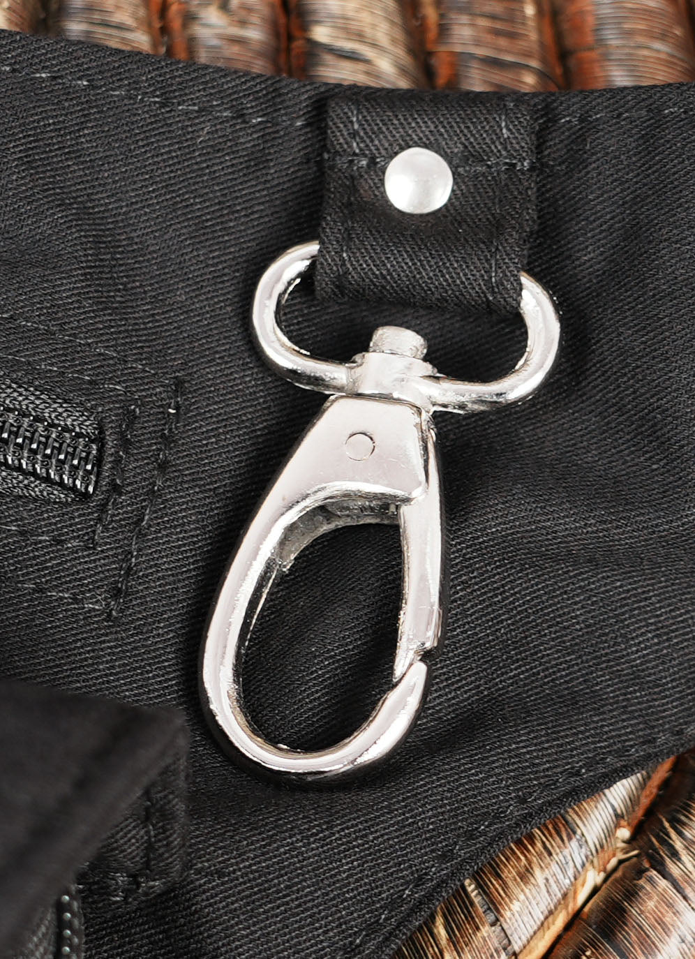 Festival style cotton waist and thigh pouch with D-ring accents