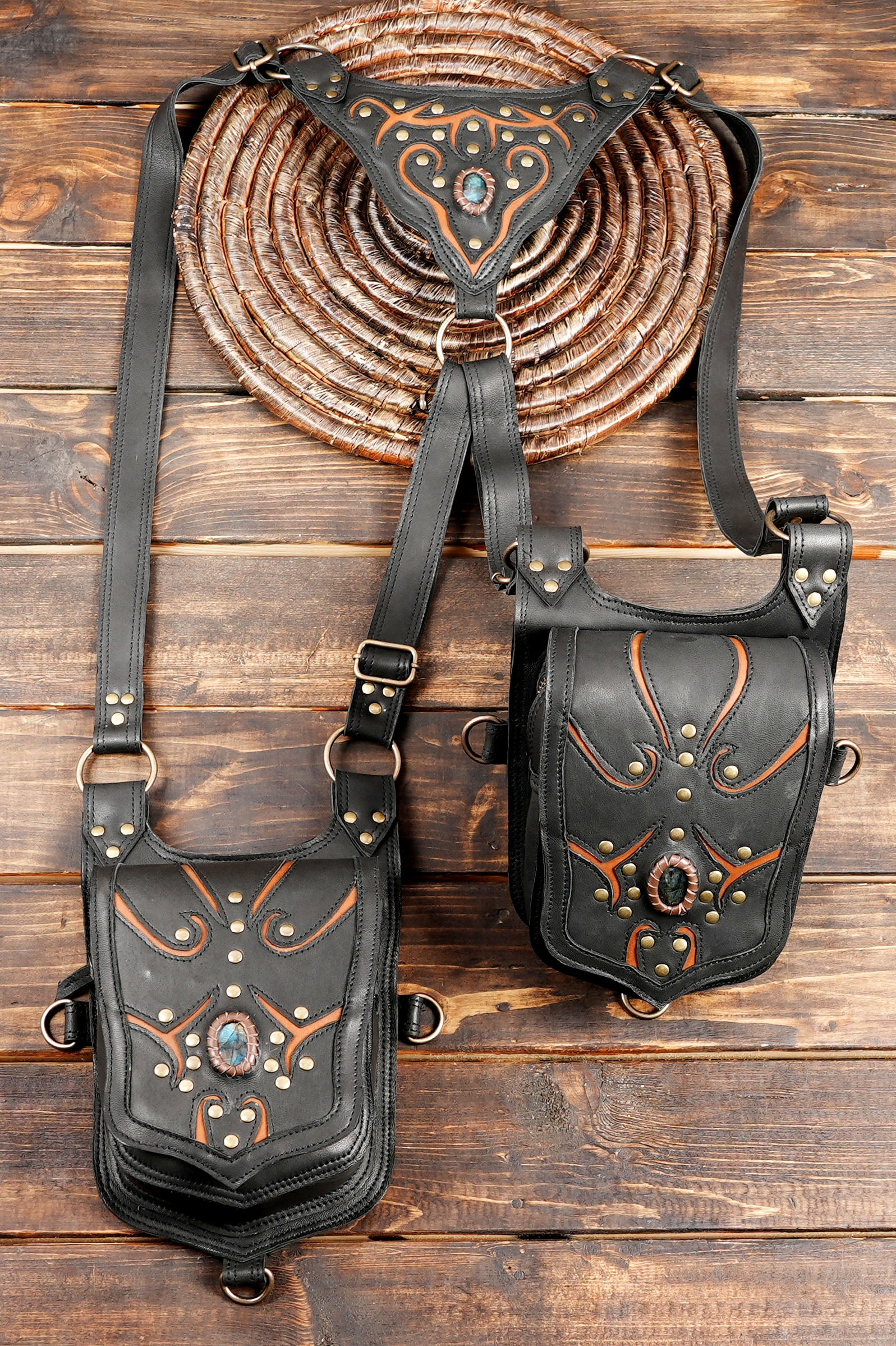 Leather Holster Bag, Festival Holster, Pocket Holster with orange creativity 