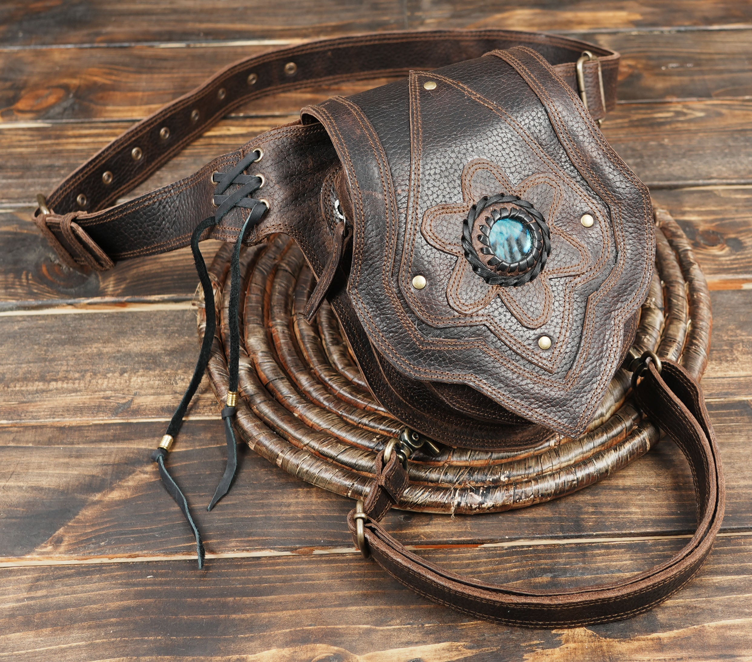 Handcrafted Leather Utility Belt: Festival Waist Bag 