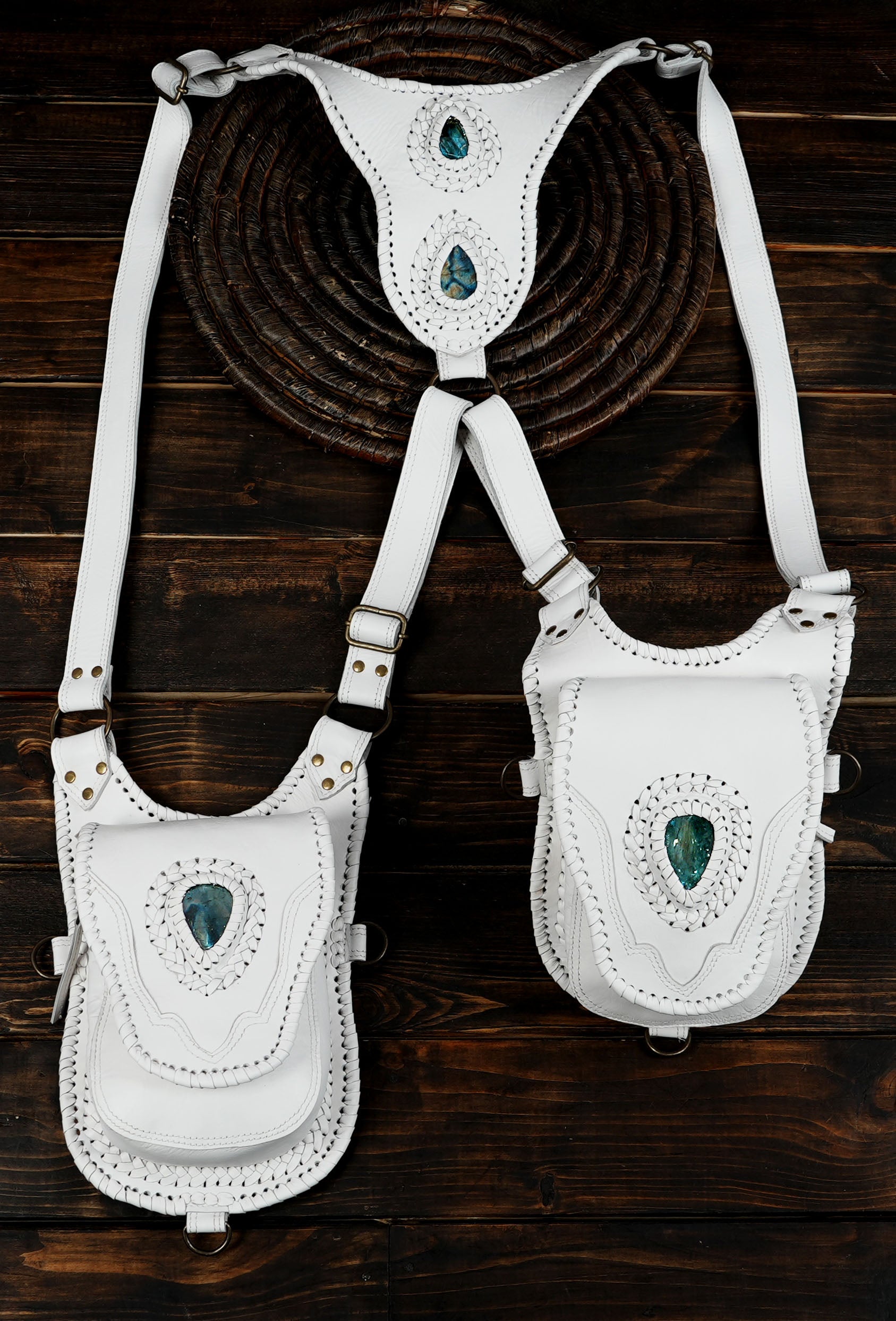 white DOUBLE Holster Bag | Made to Order in usa