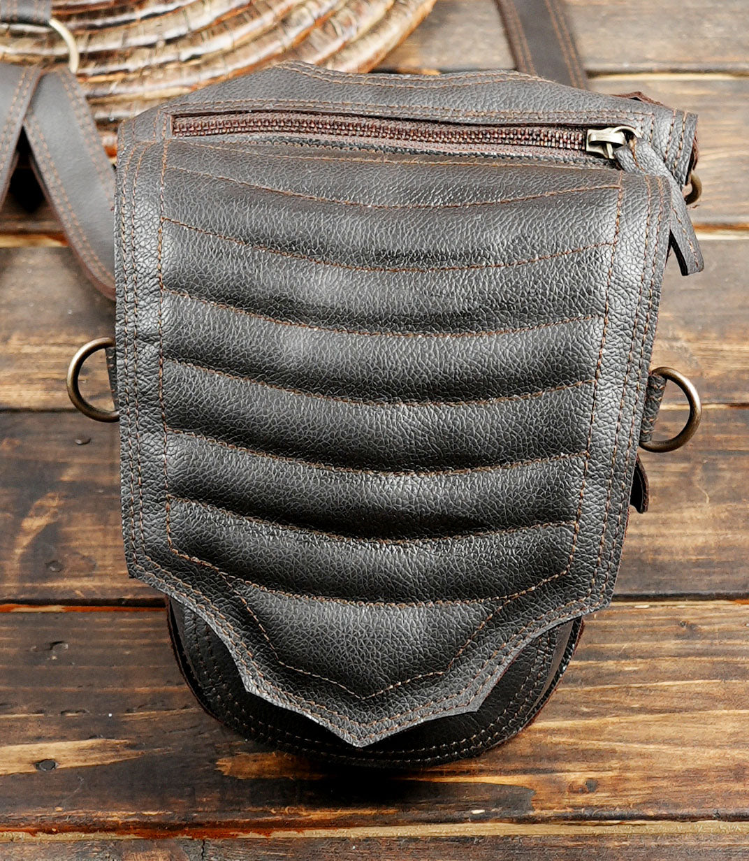 Rustic Leather Holster Bag, Real Leather Shoulder Bag, Brown Leather Festival Bag, Travel Bag, Leather Harness Bag, Leather Chest Bag  with fit size 