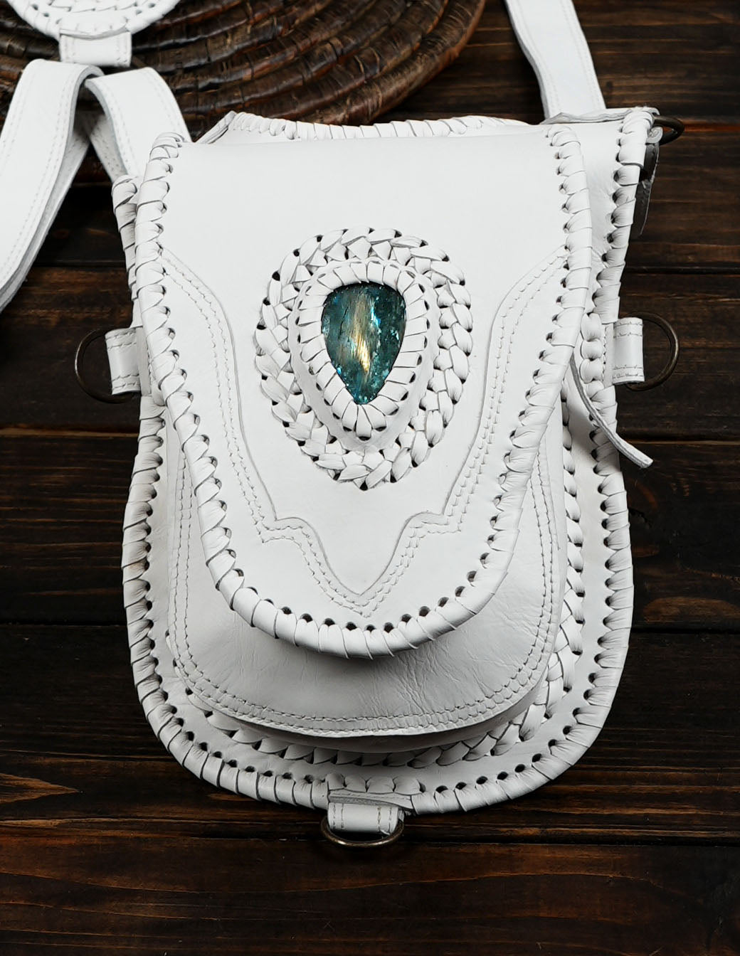 REAL LEATHER labradorite GEMSTONE Shoulder Holster Bag, Leather Handmade, Leather Shoulder Bag