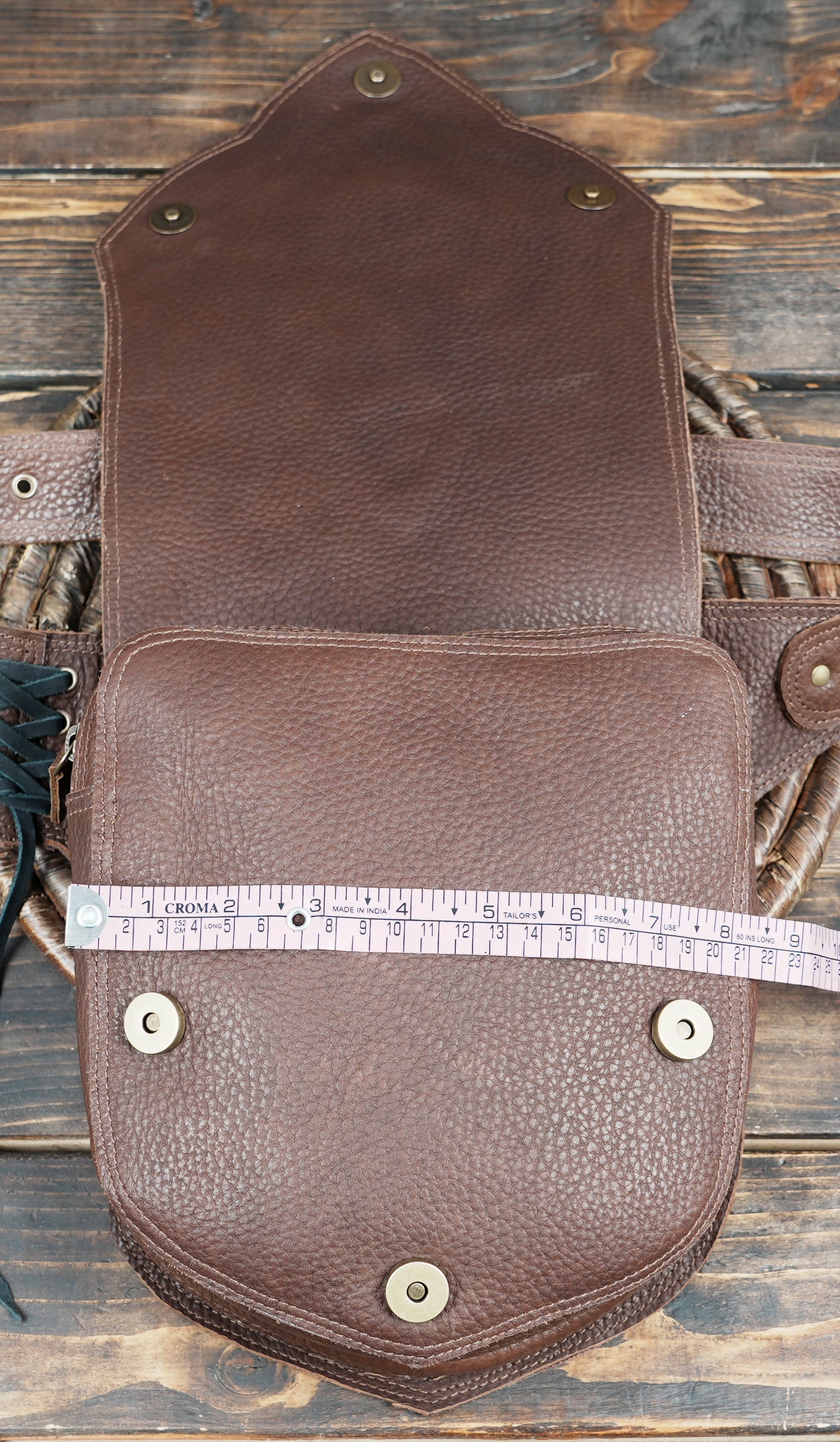 Brown leather belt pouch for festivals, cosplay and hands-free carry