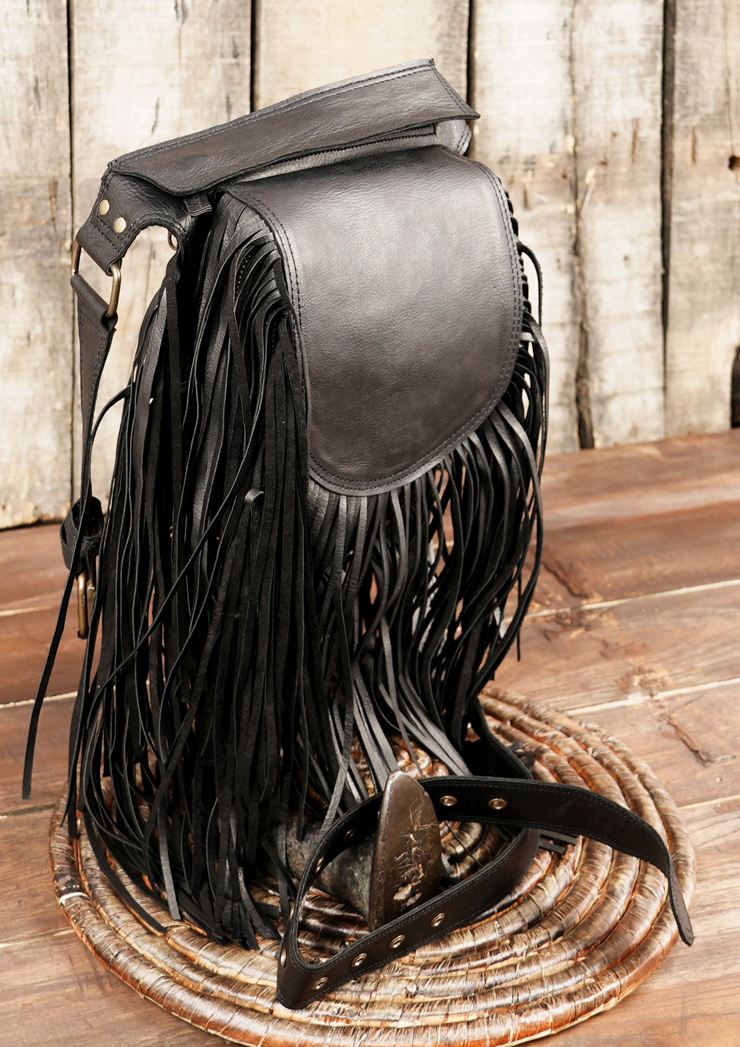 unisex festival belt bag black leather