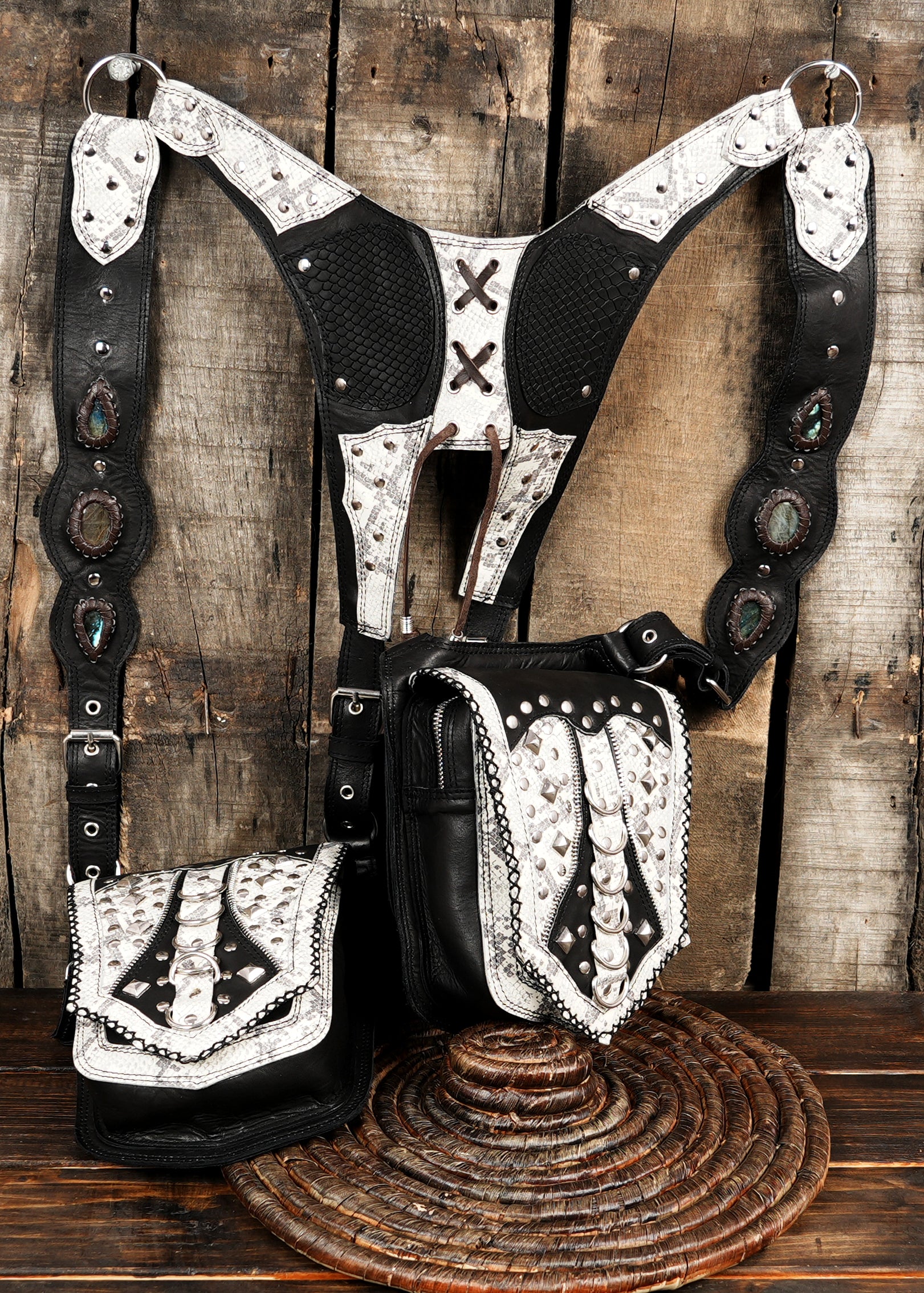 Unisex handmade leather holster crossbody for festivals