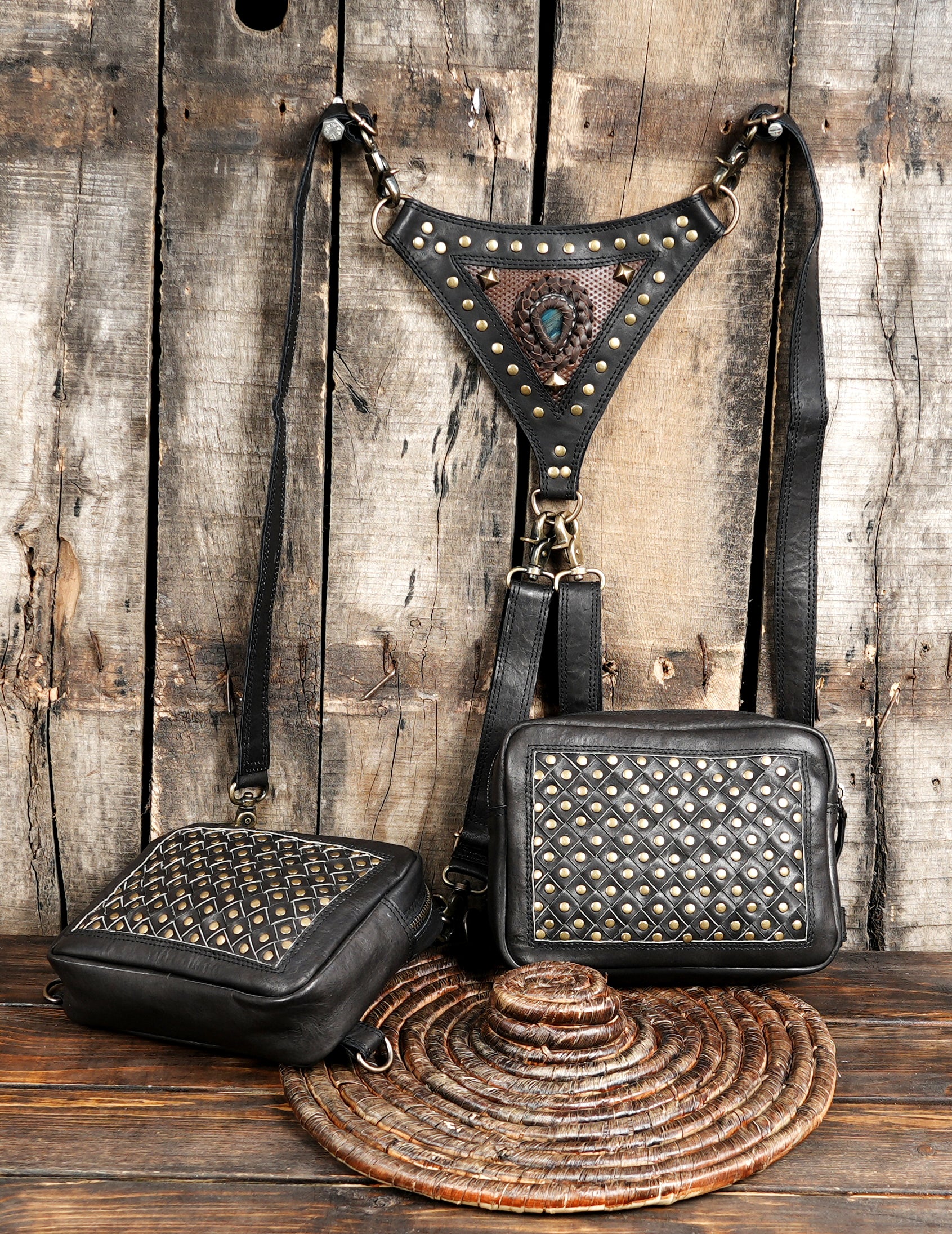 Unisex leather holster bag for travel and festivals