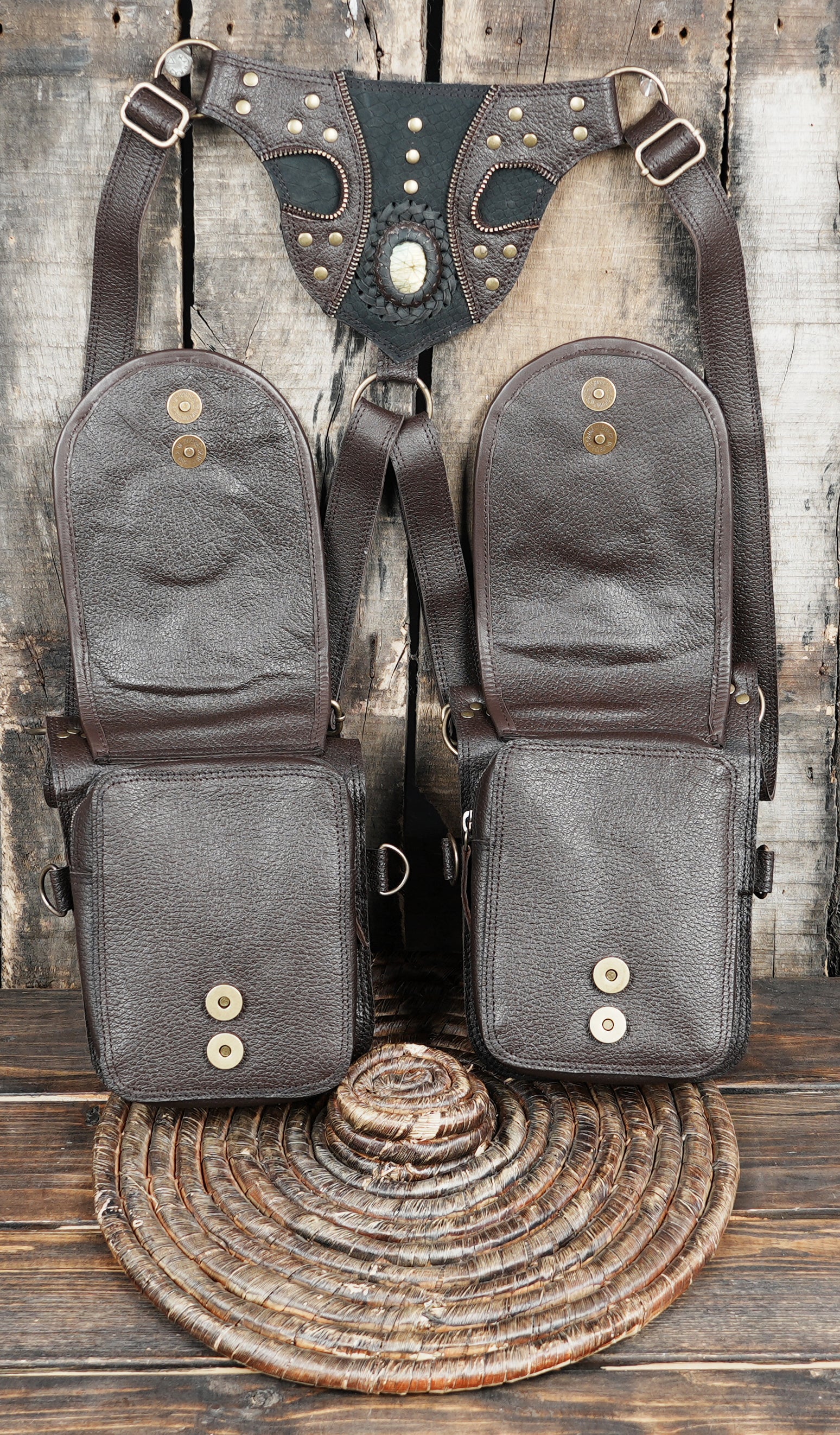 Unique darkwear leather holster set for festivals, events and costumes