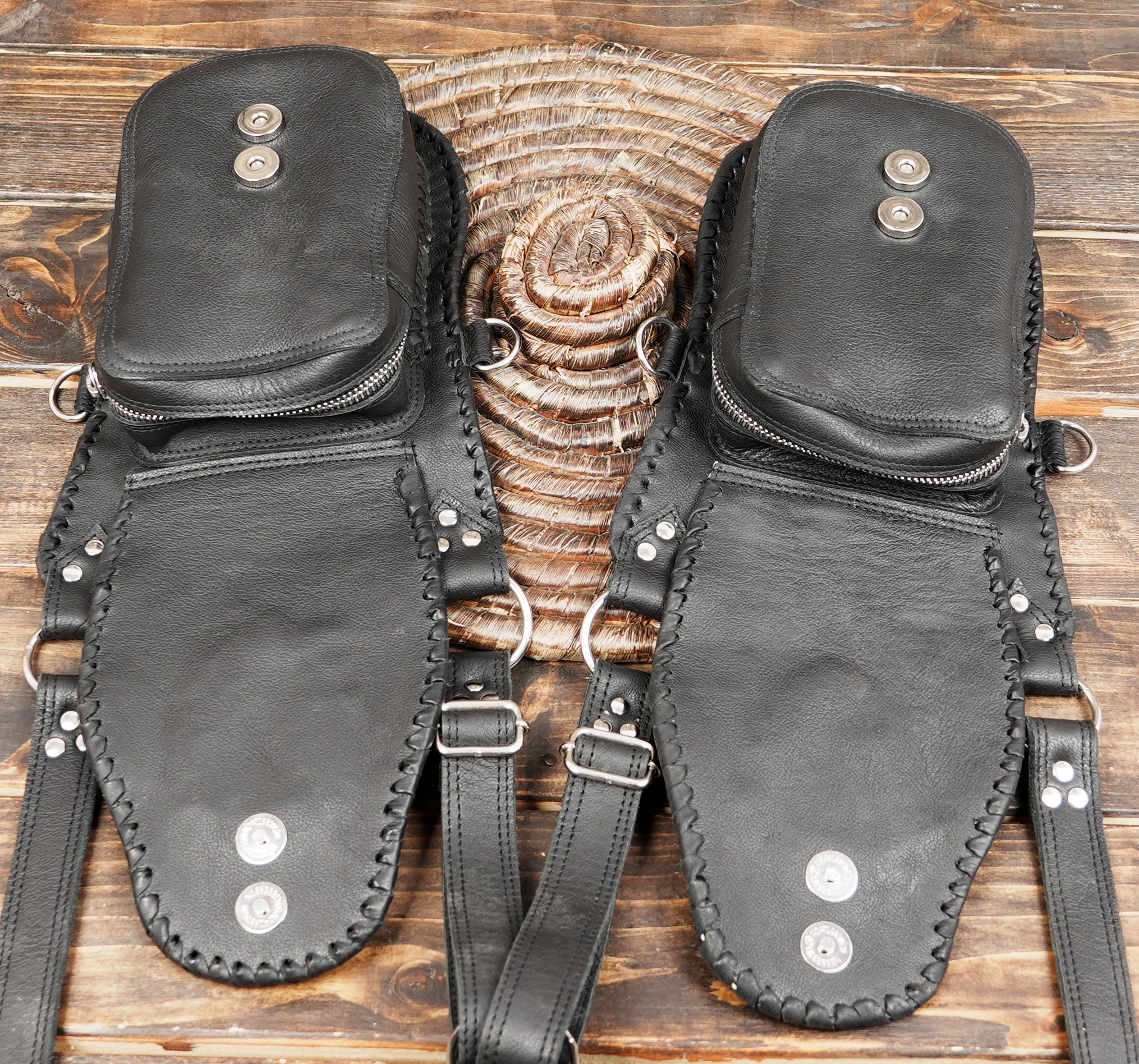 Festival and event leather harness bag with gemstone details