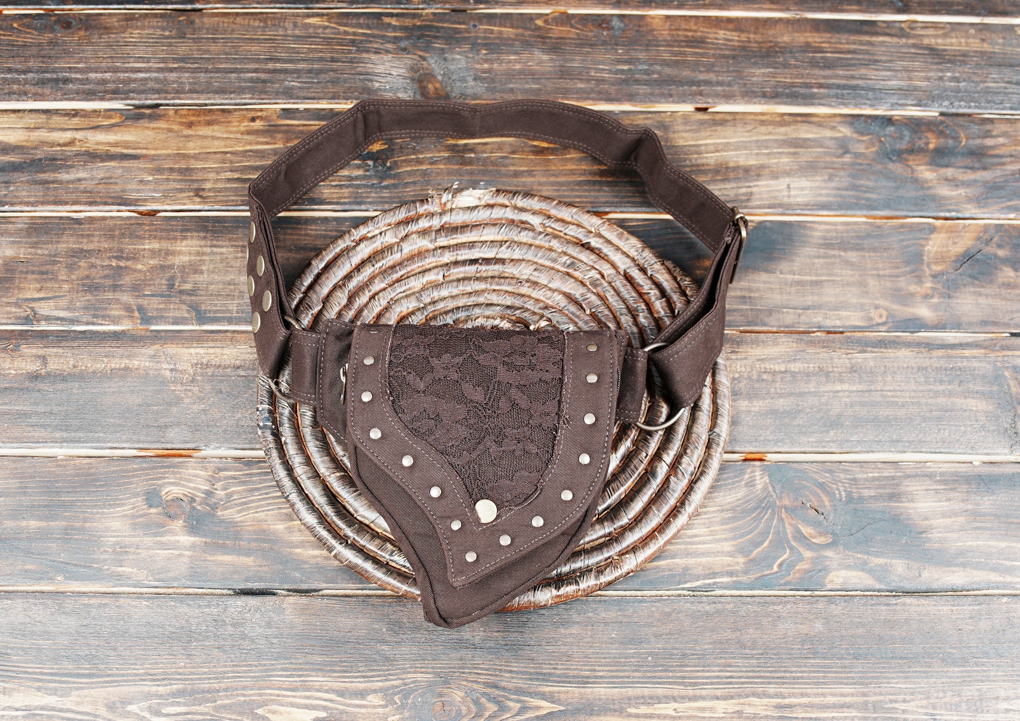  Cotton Fanny Pack: Silver Studded Utility Belt Bag