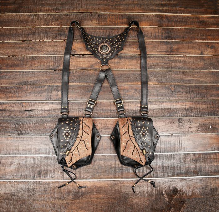 Handmade Leather Holster Belt with Dual Pouches – Festival & Utility Bag