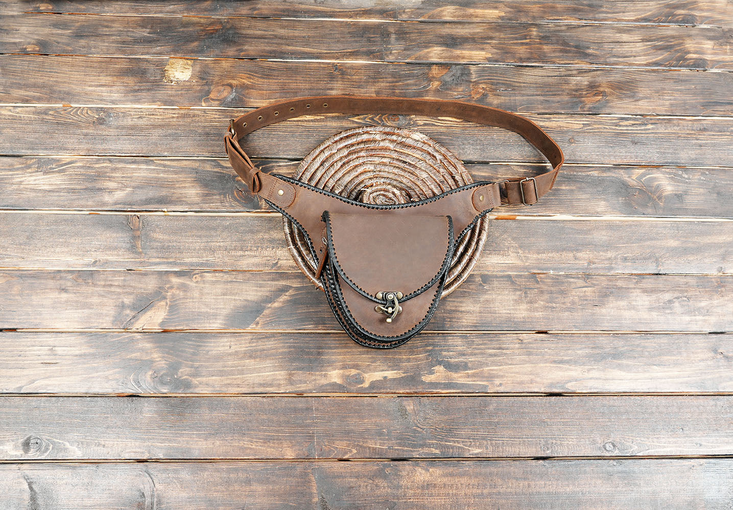 Handmade Brown Leather Waist Belt Bag – Festival Hip Pouch
