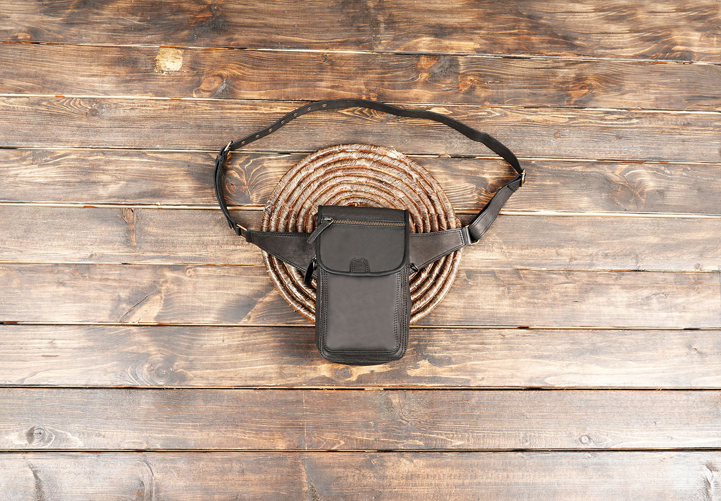 Handmade Leather Waist Belt with Utility Pouch – Festival & Travel Bag