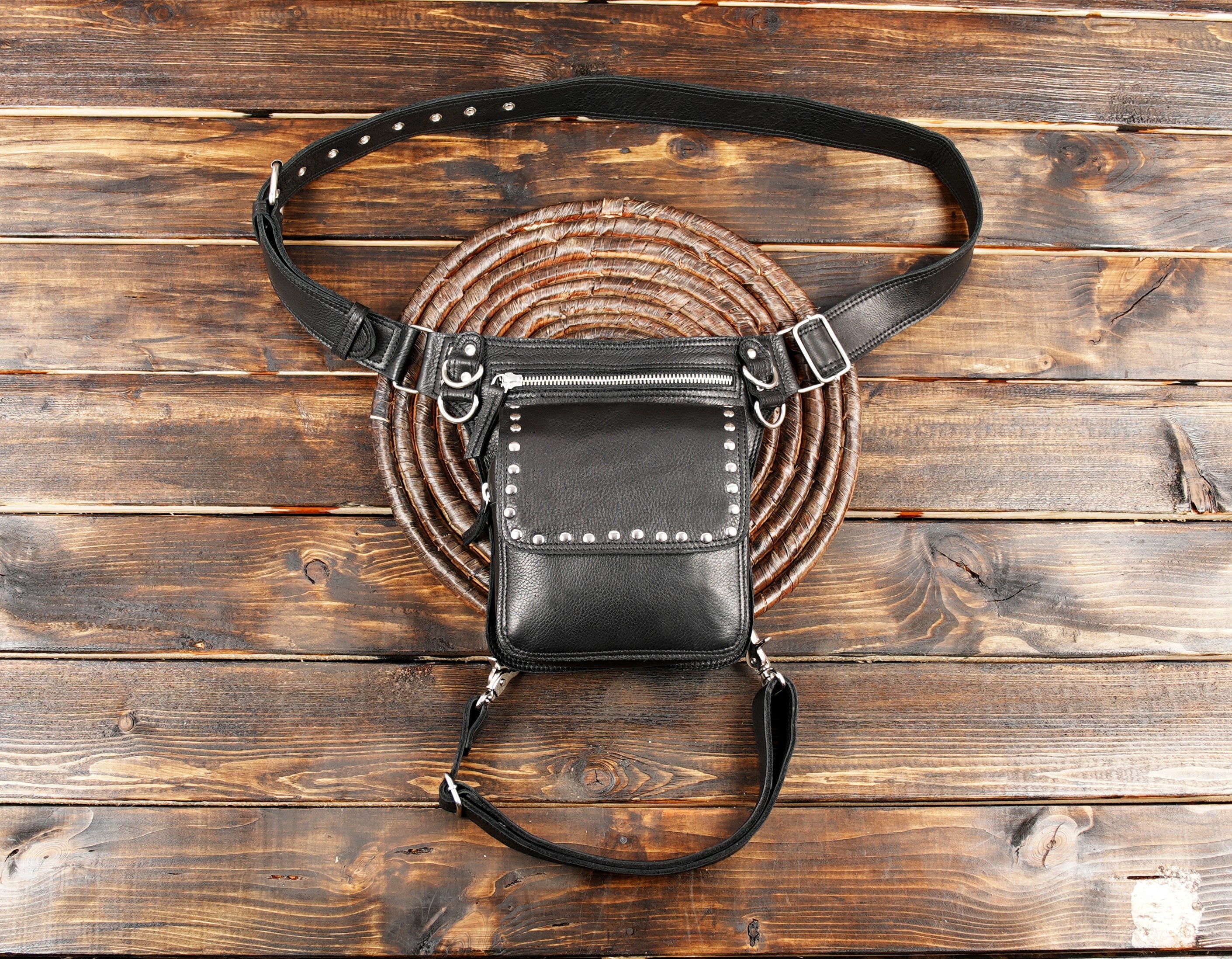  Leathers Waist Bag Genuine Leather Money Belt, Biking Leg Pouch, Hiking Leg Pouch, Fanny Pack, Bum Bag, Hip Bag, Belt Bag