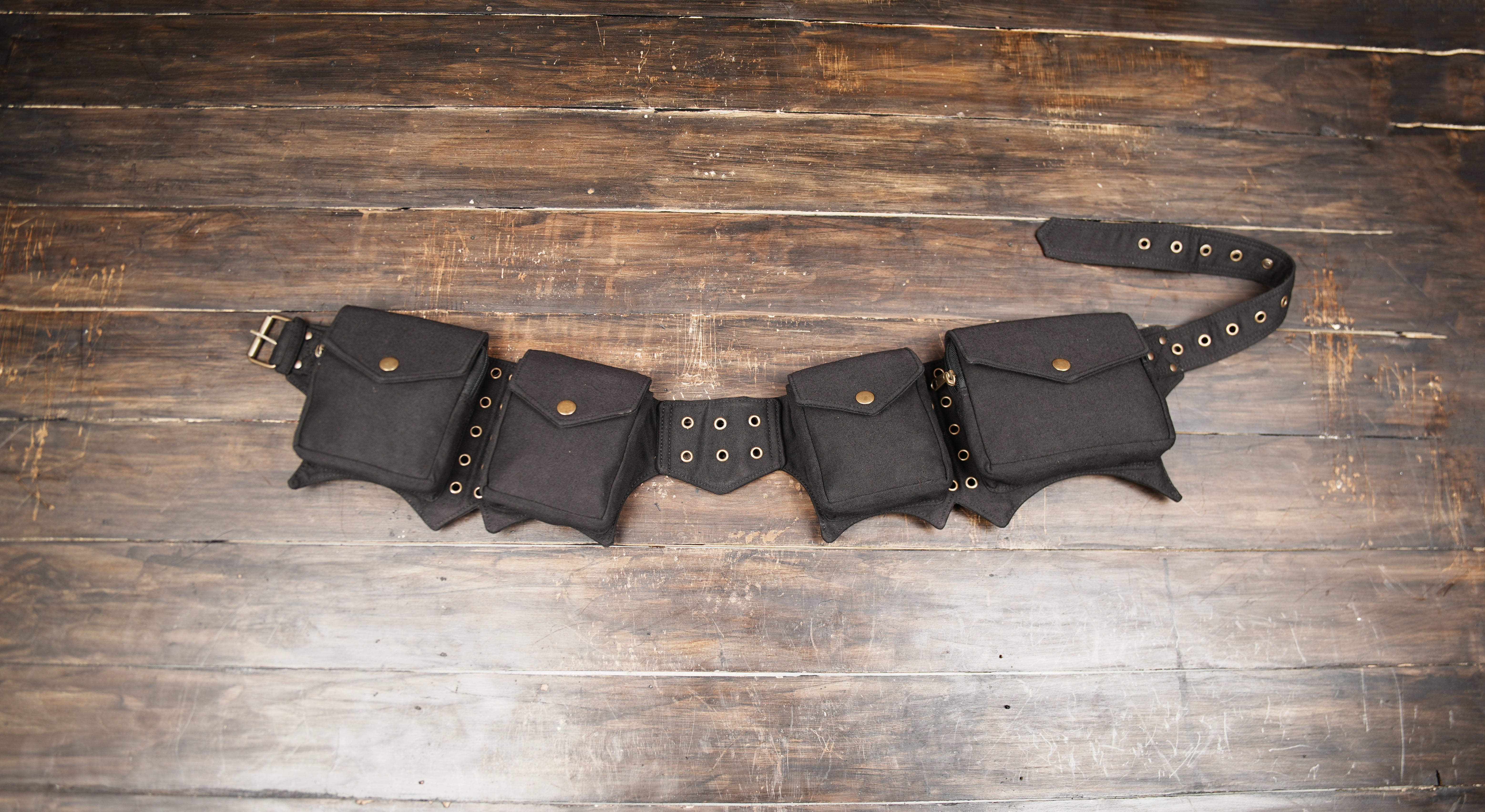 Festival waist pouch with snap and zipper compartments