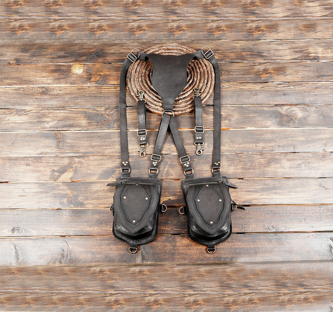 Leather Utility Holster with Dual Pouches (LT-AB-HLS-6046)