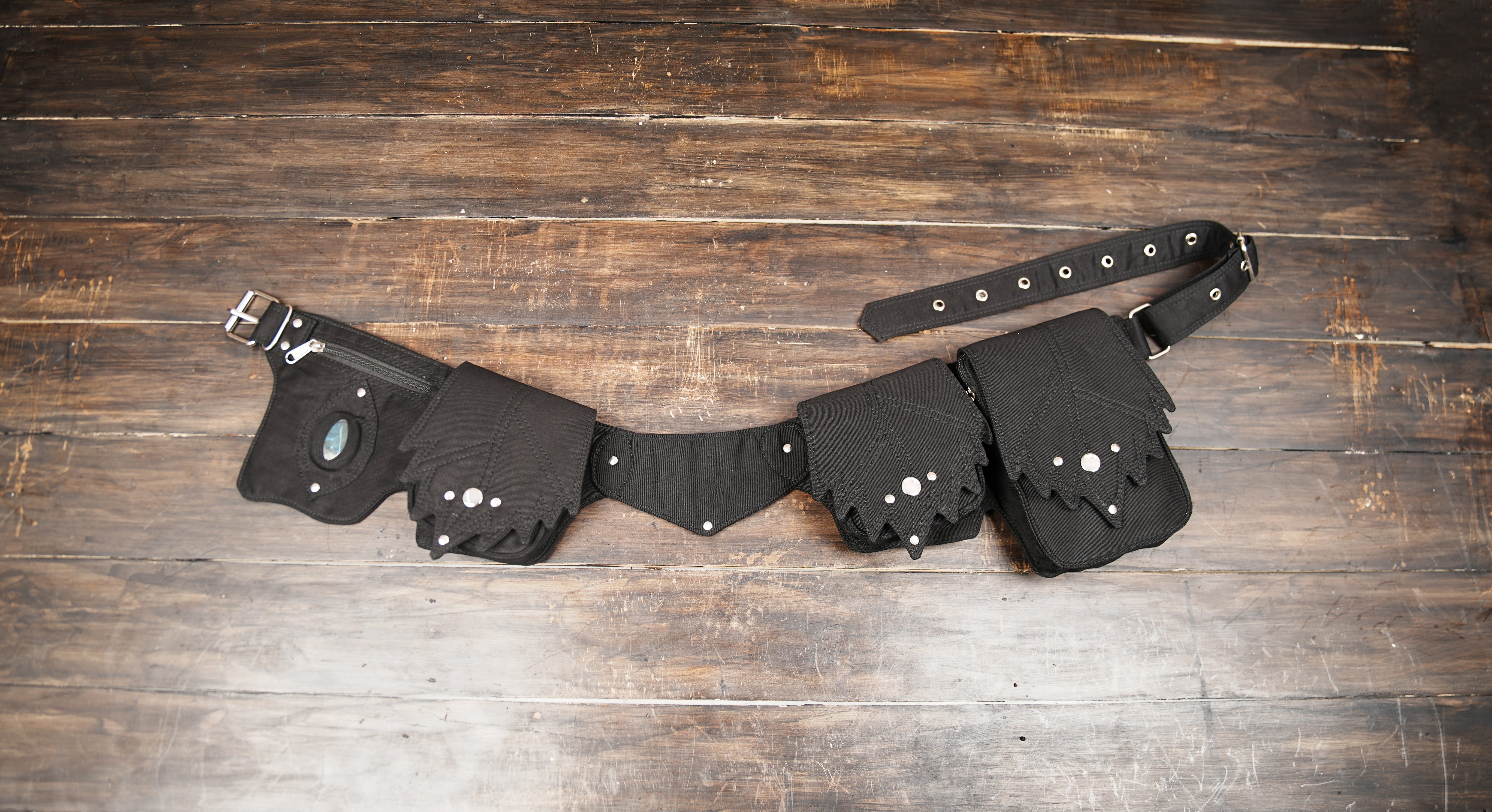 Festival utility belt bag made of cotton with stone accent