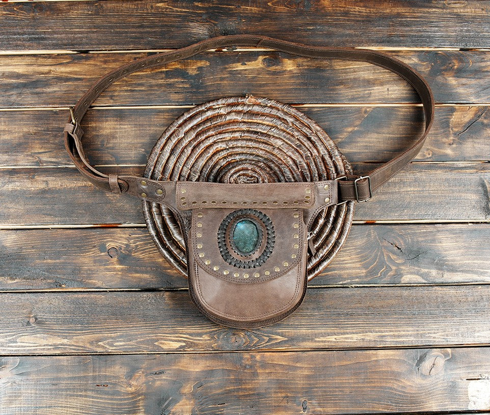 Buy Handmade Leather Gemstone Belt Bag: Festival Hip Pack Online in USA 