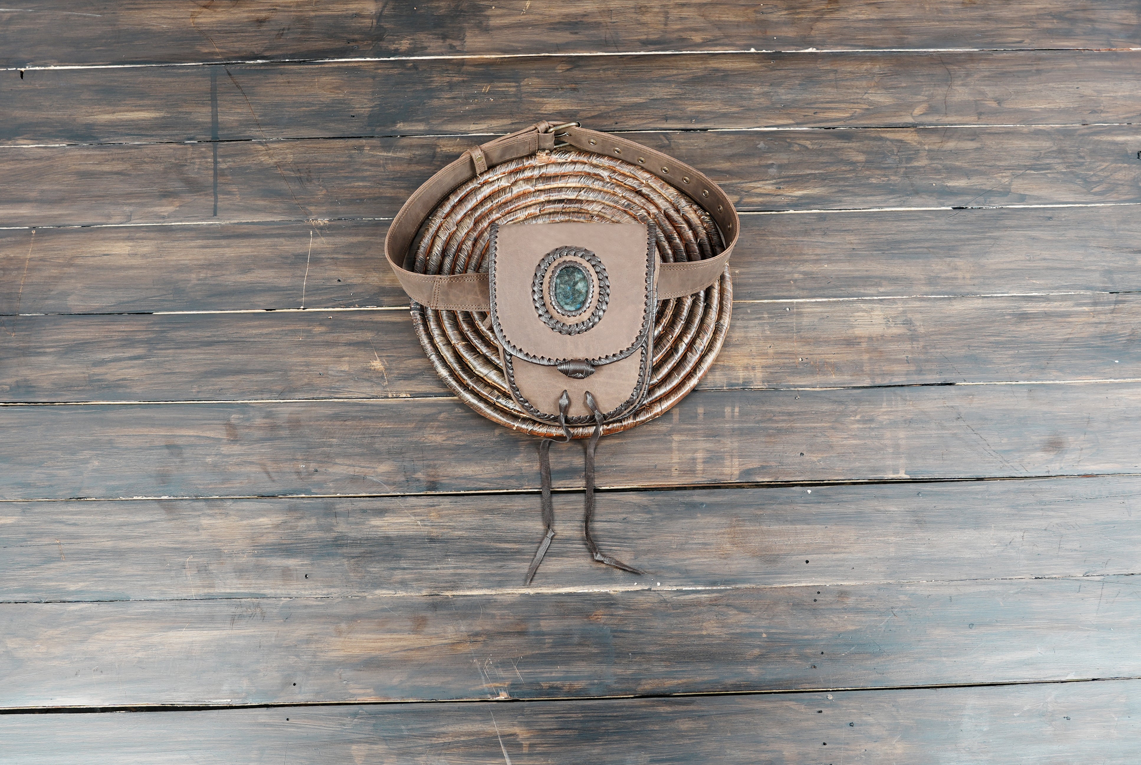 Handmade Leather Utility Belt: White Festival Hip Belt with Pockets