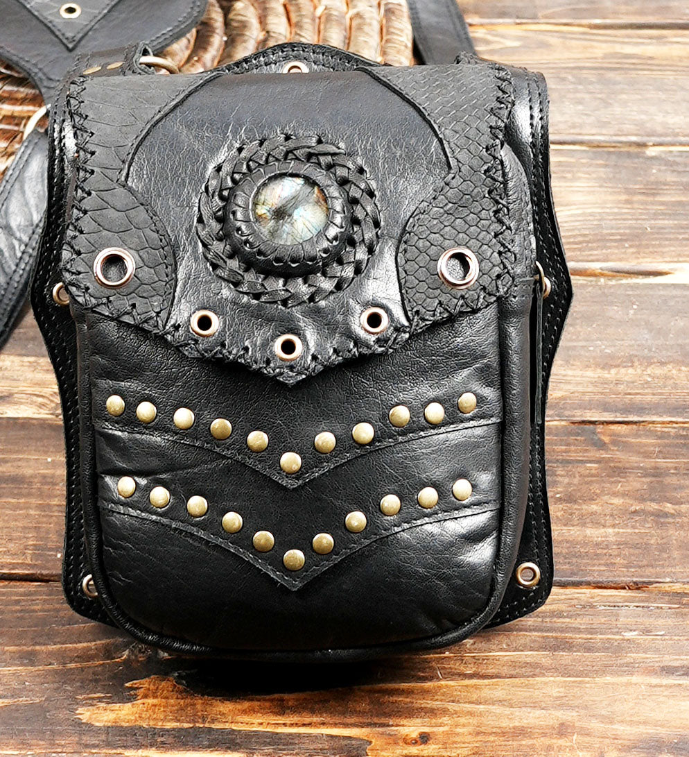 Black & Brown Leather Holster  Handmade Utility Belt (LT-AB-HLS-6052)