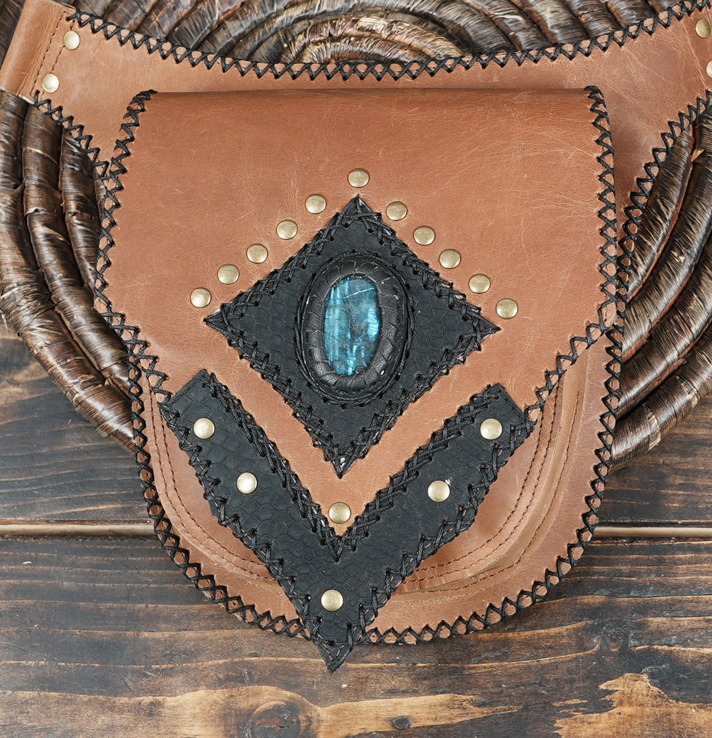 Ethnic brown leather utility belt for cosplay and events