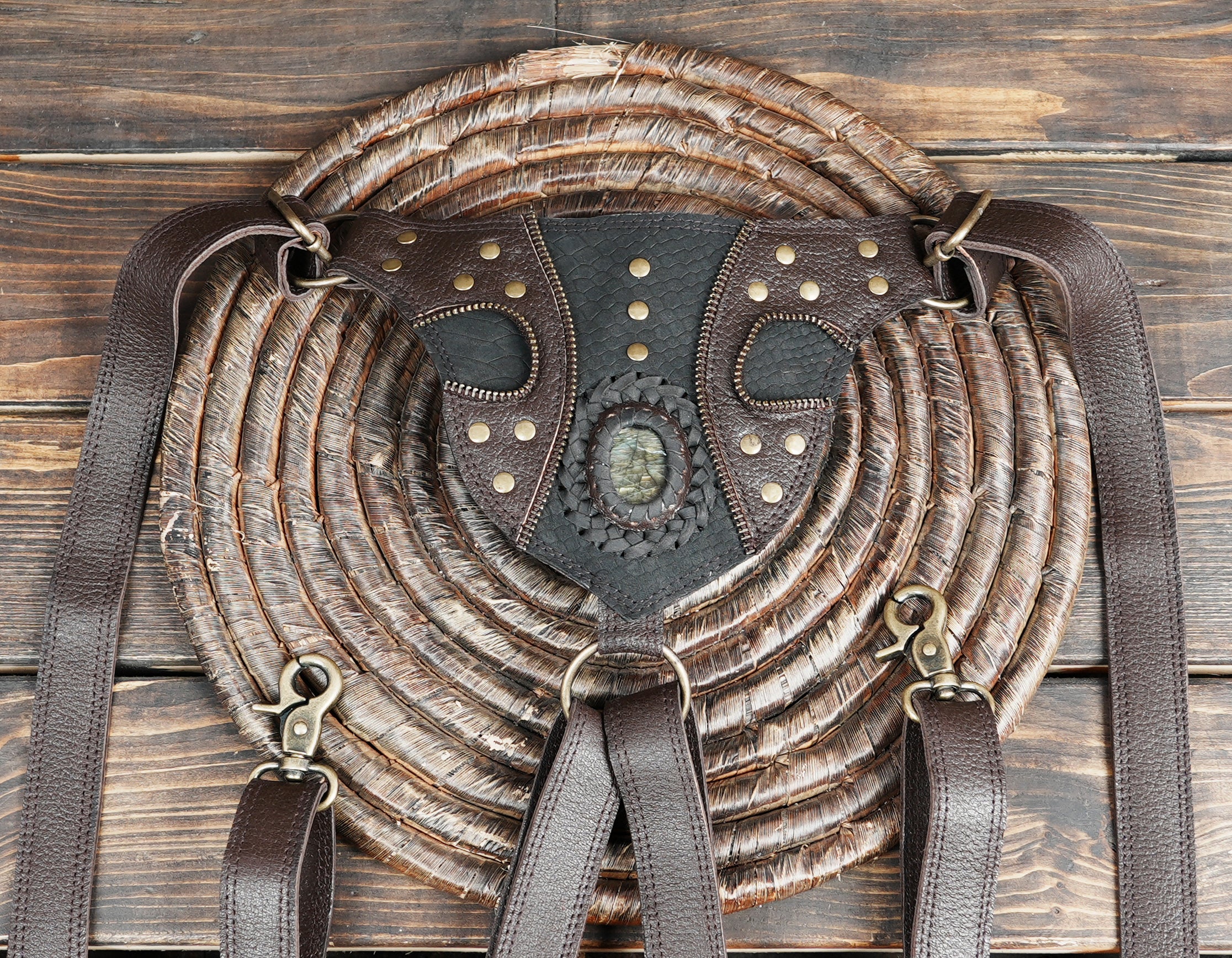 Handmade leather utility holster harness with dual detachable pouches