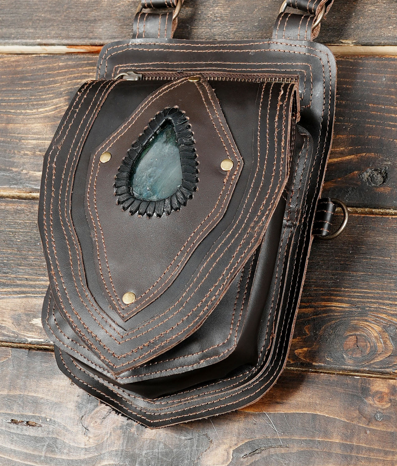 Buy Handmade Leather Holster Belt With Dual Utility Pouches WITH ZIPPER 