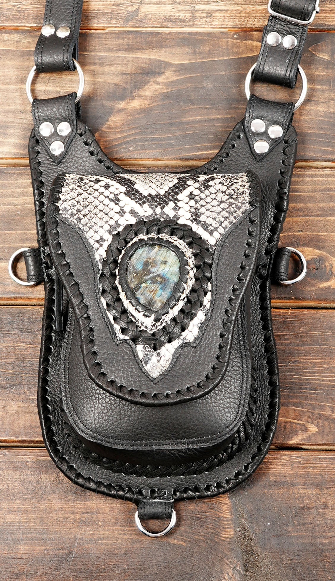 Tribal Leather Harness Holster Belt – Dual Pocket Utility Festival Bag 2025