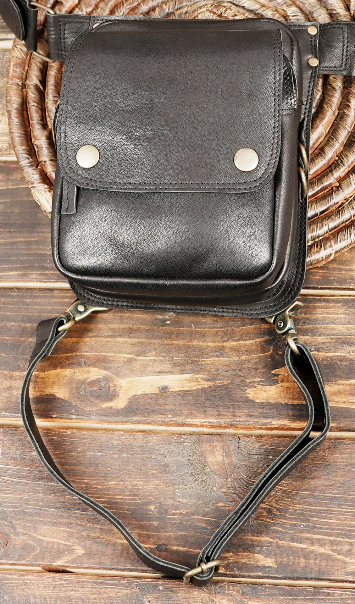 Handmade Black Leather Utility Belt – Burning Man & Renaissance Fair Accessory