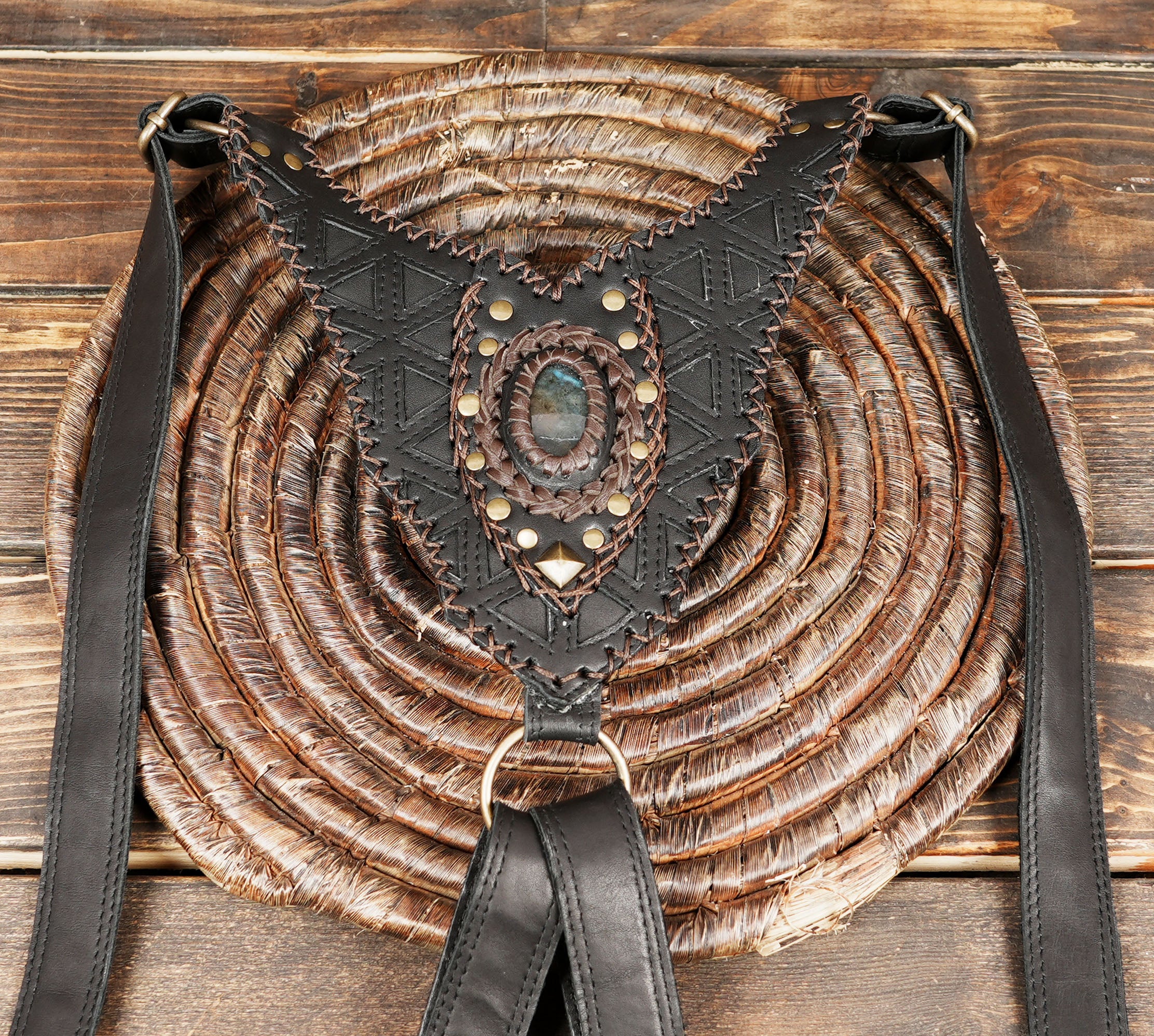 Burning Man utility belt with twin pockets and studs