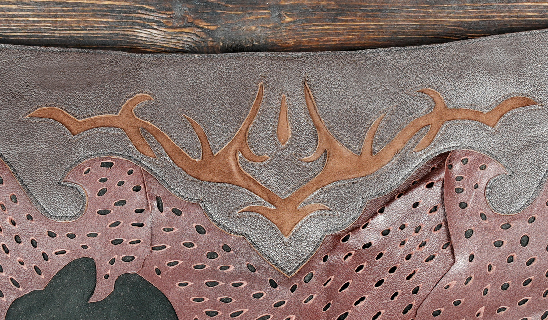 Steampunk festival leather skirt with handcrafted fringe and tribal cutouts