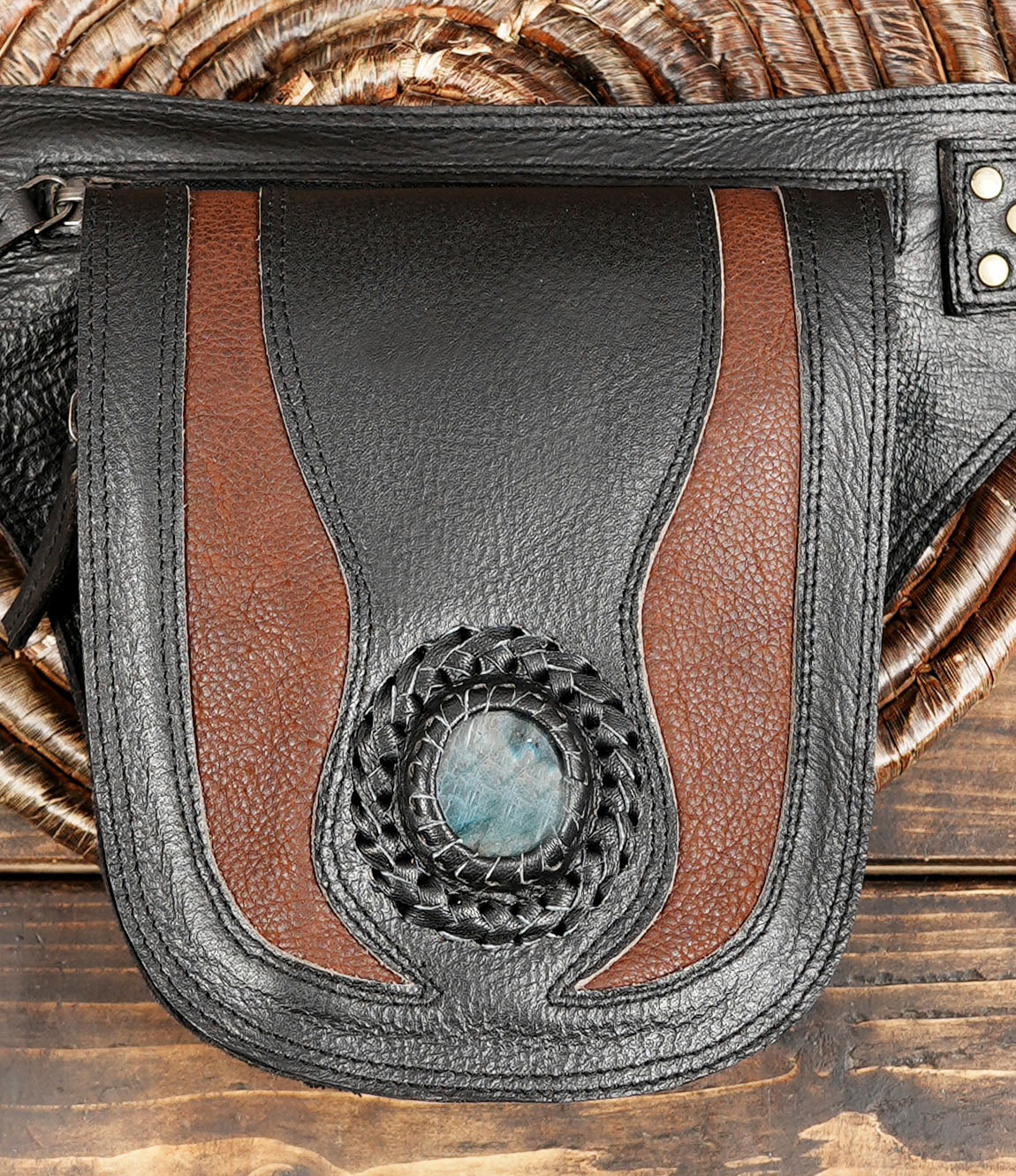 Small leather pouch pocket of handmade waist bag