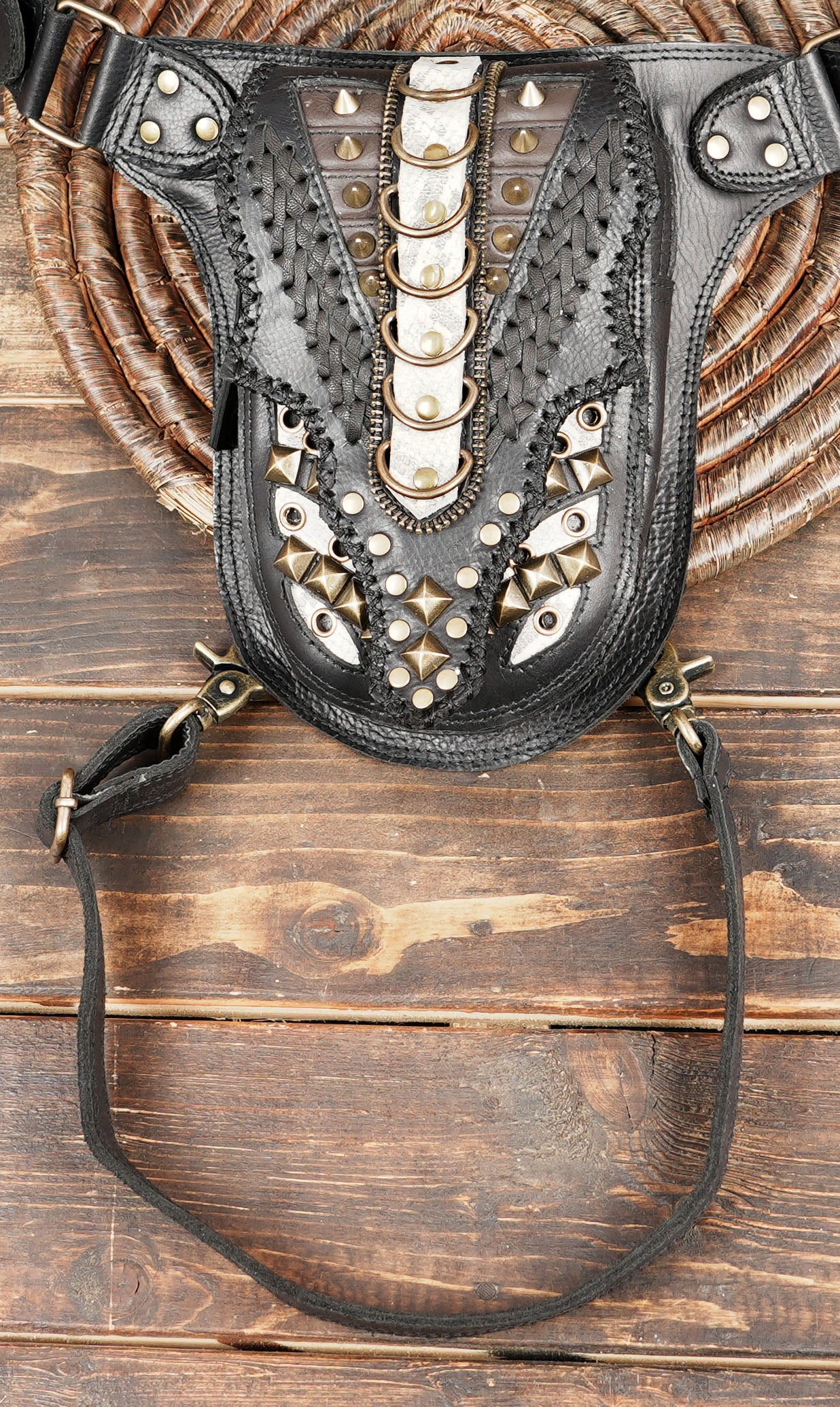 Handmade Black Leather Holster Belt Steampunk Leather (LT-AB-WBTS-6001)