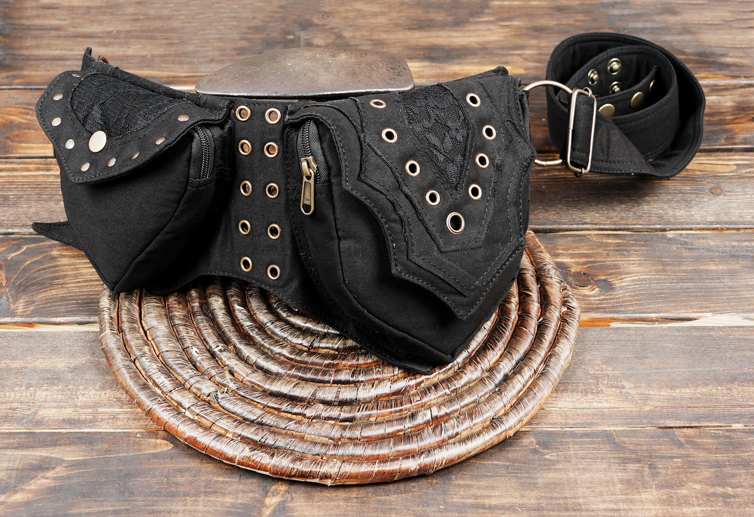 Unisex festival fanny pack with steampunk-inspired detailing