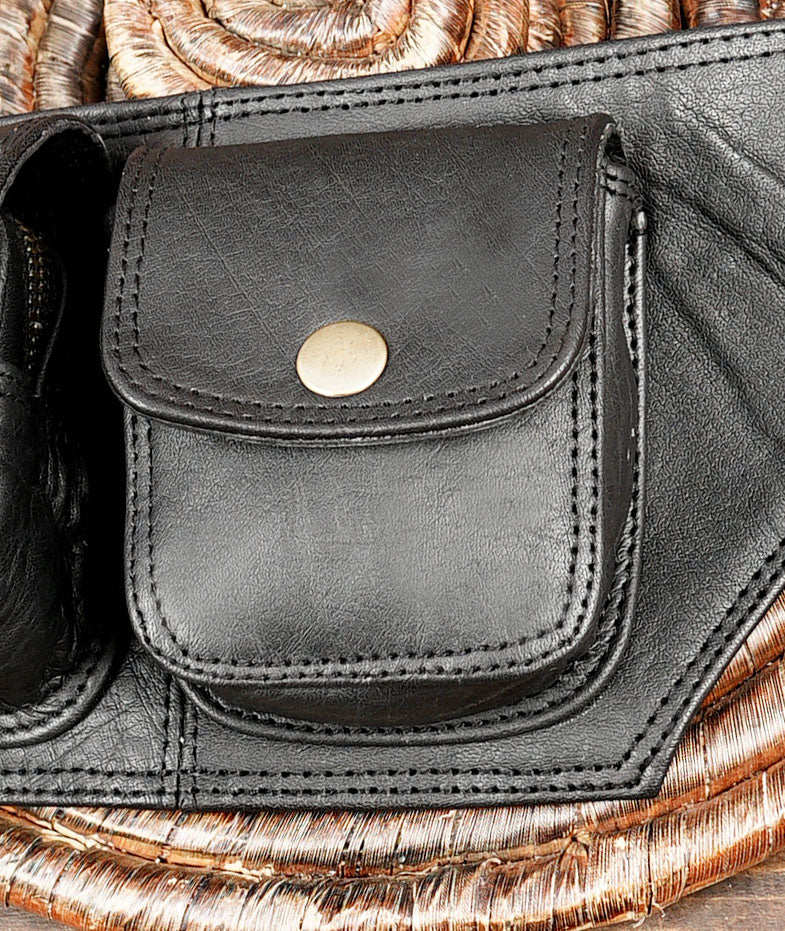 Unisex Handmade Leather Waist Bag – Tribal & Boho Festival Belt