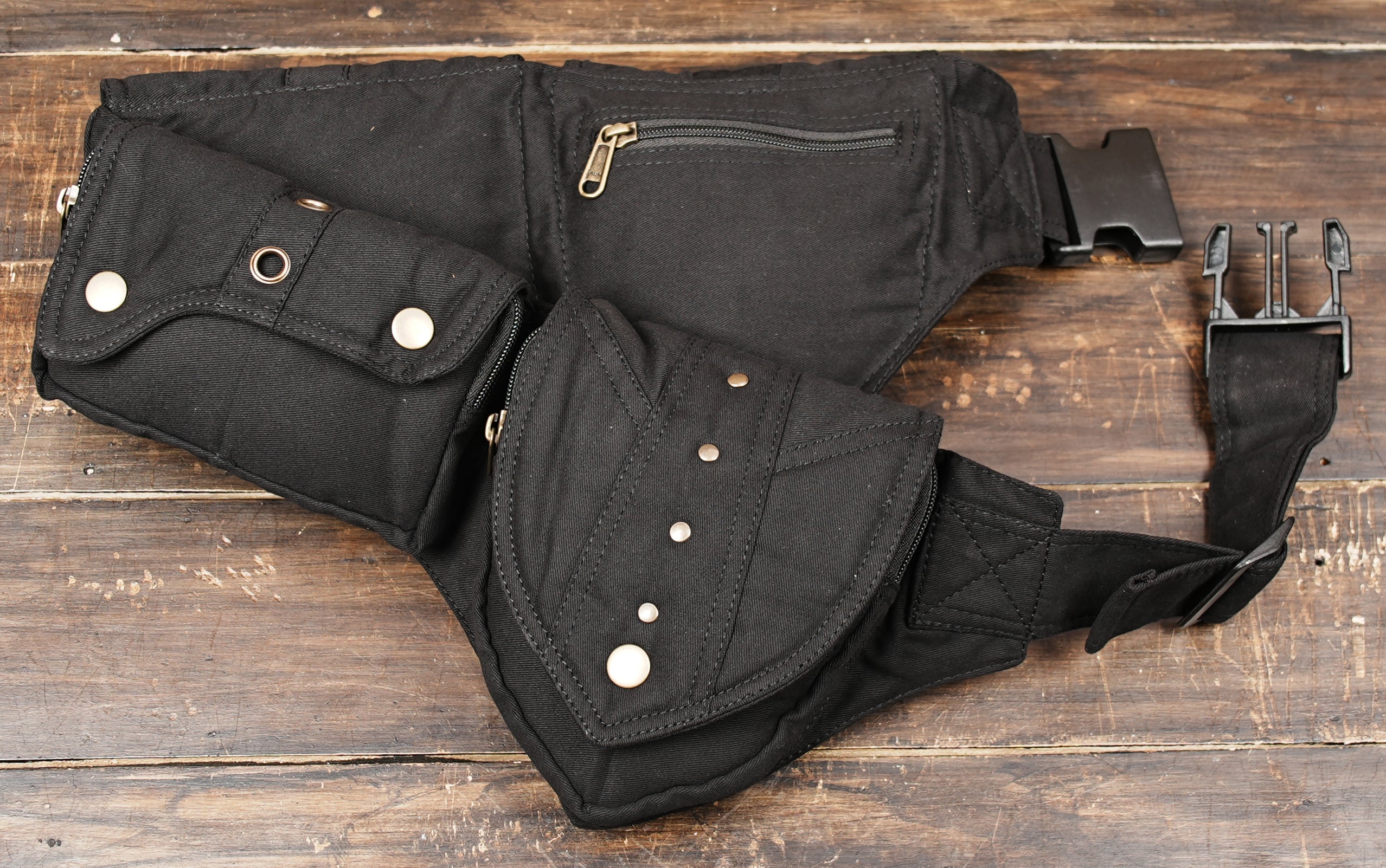 Festival waist belt pouch worn by female model