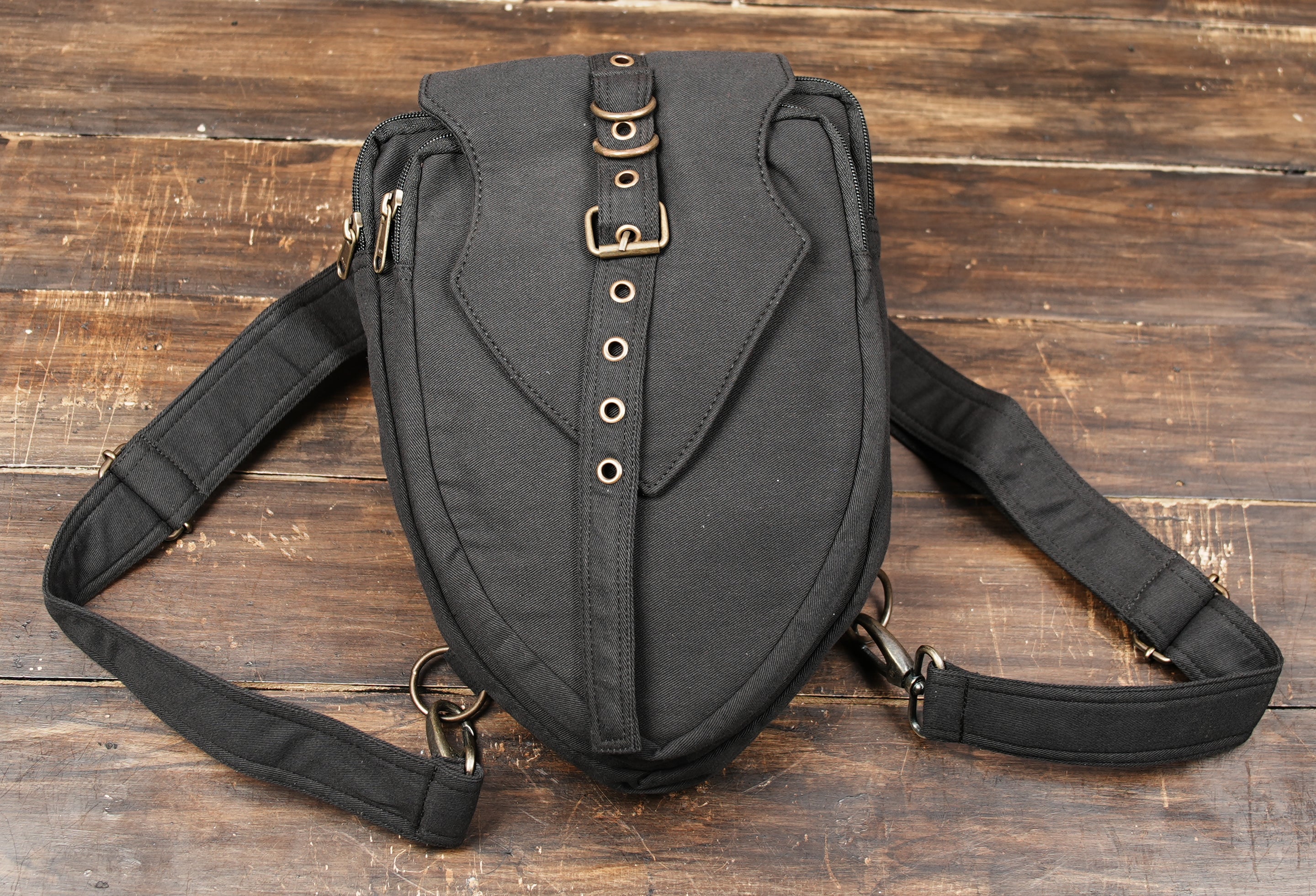 Close-up of cotton holster bag zipper pocket