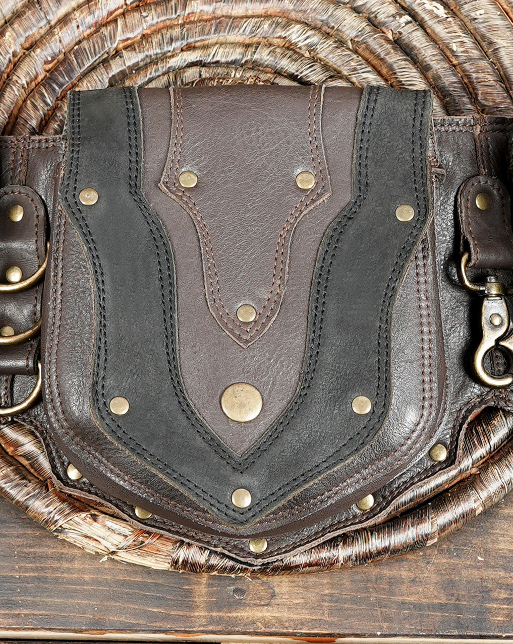Multi-Compartment Leather Waist Pouch – Tribal, Gothic & Steampunk Belt