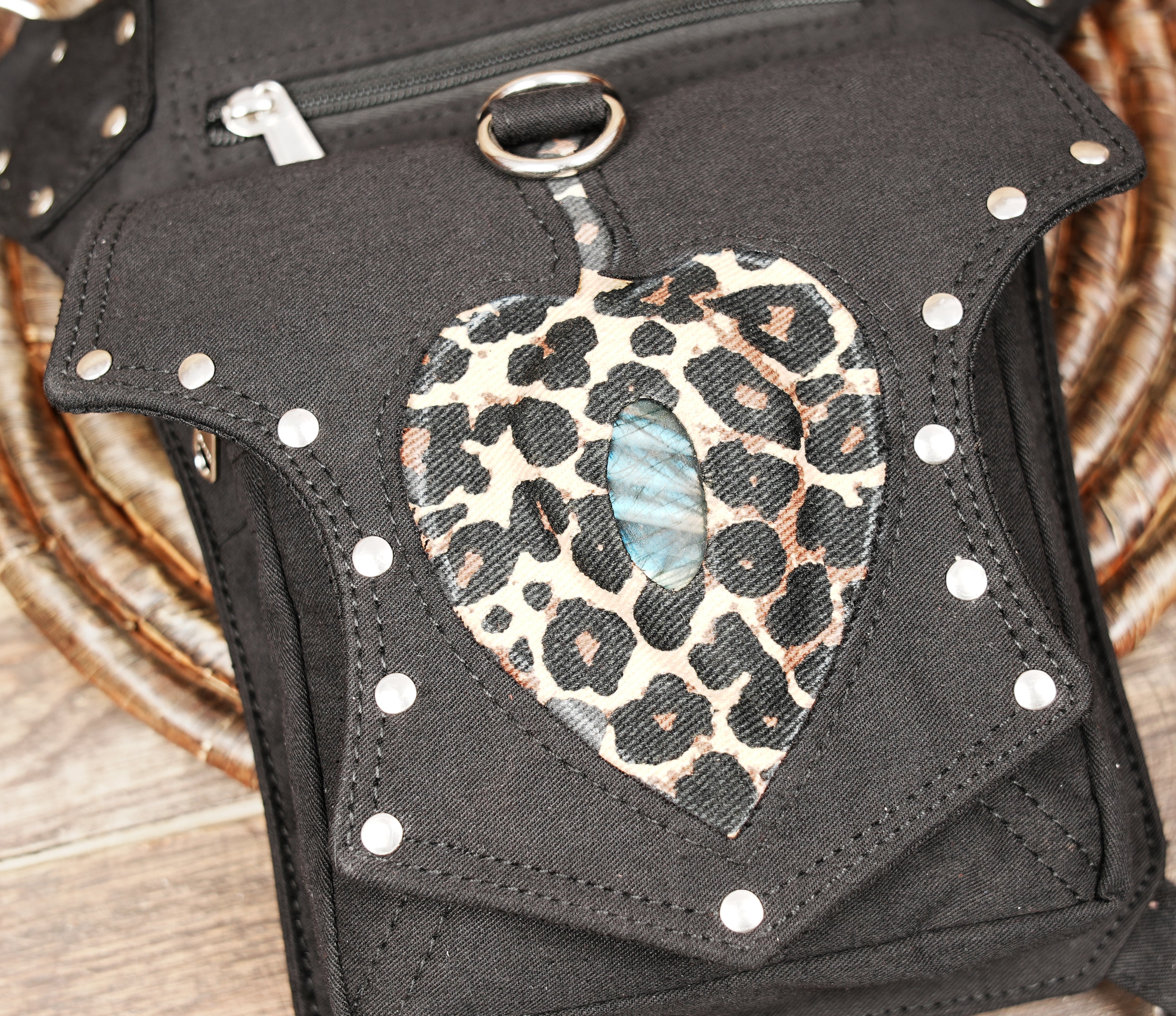 Black Cotton Thigh Belt, Adjustable Festival Utility Bag, Steampunk Style Cotton Thigh Belt, Multi-Pocket Leg Holster Bag, Unisex belt