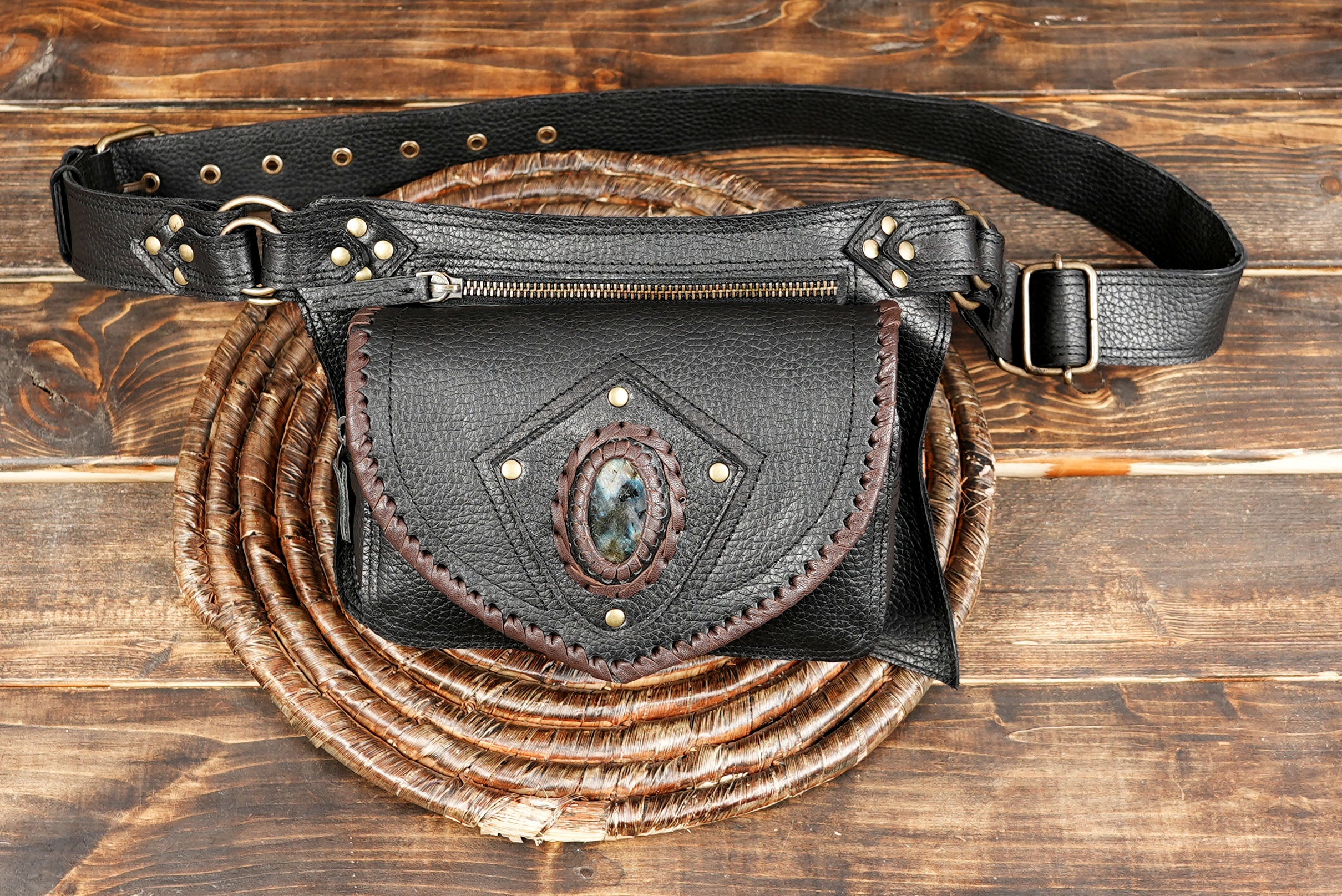 Stylish Black Leather Waist Belt – Perfect for Cosplay, Travel & Events