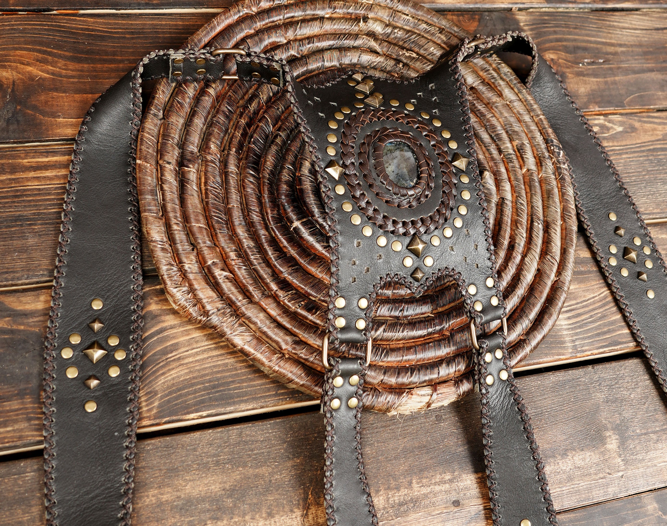 Dual pouch utility belt bag handmade from genuine leather