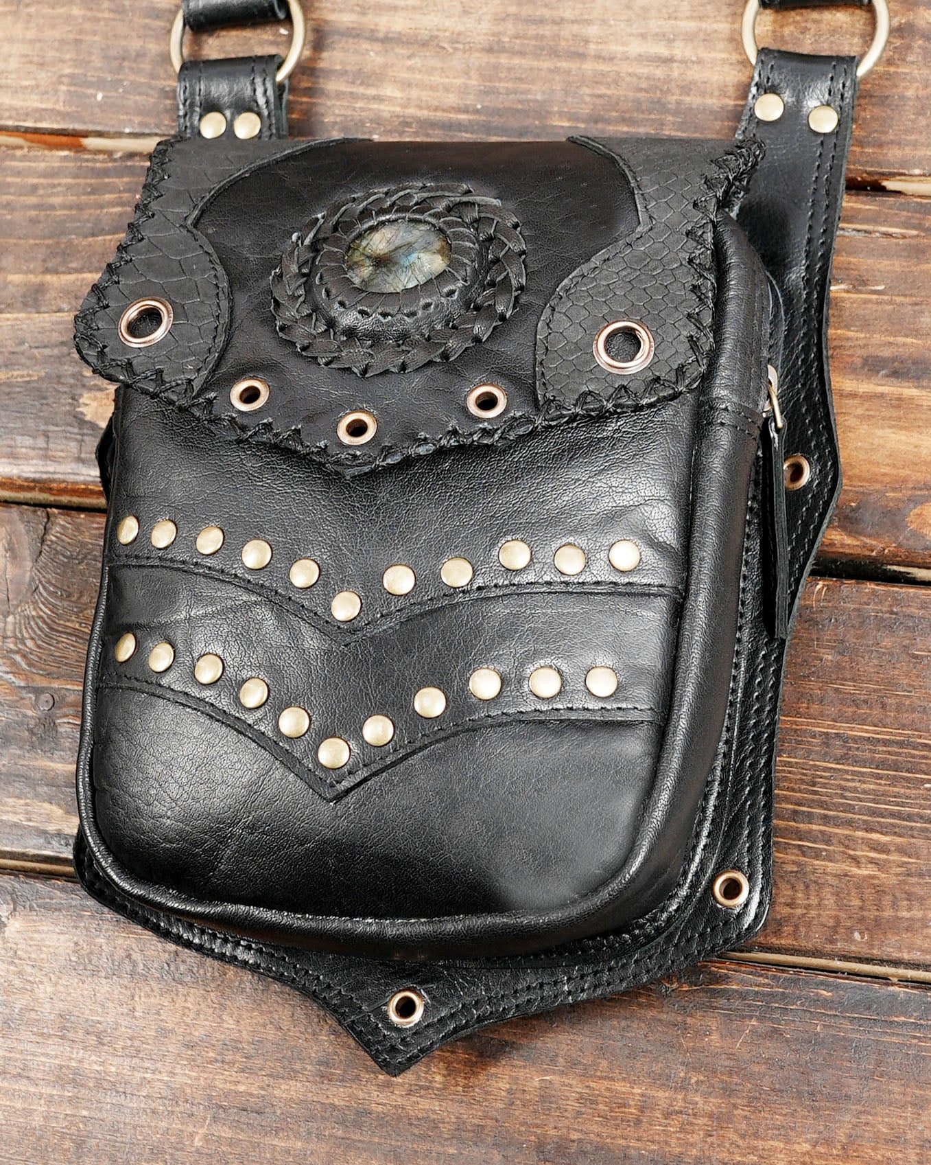 Black & Brown Leather Holster  Handmade Utility Belt (LT-AB-HLS-6052)