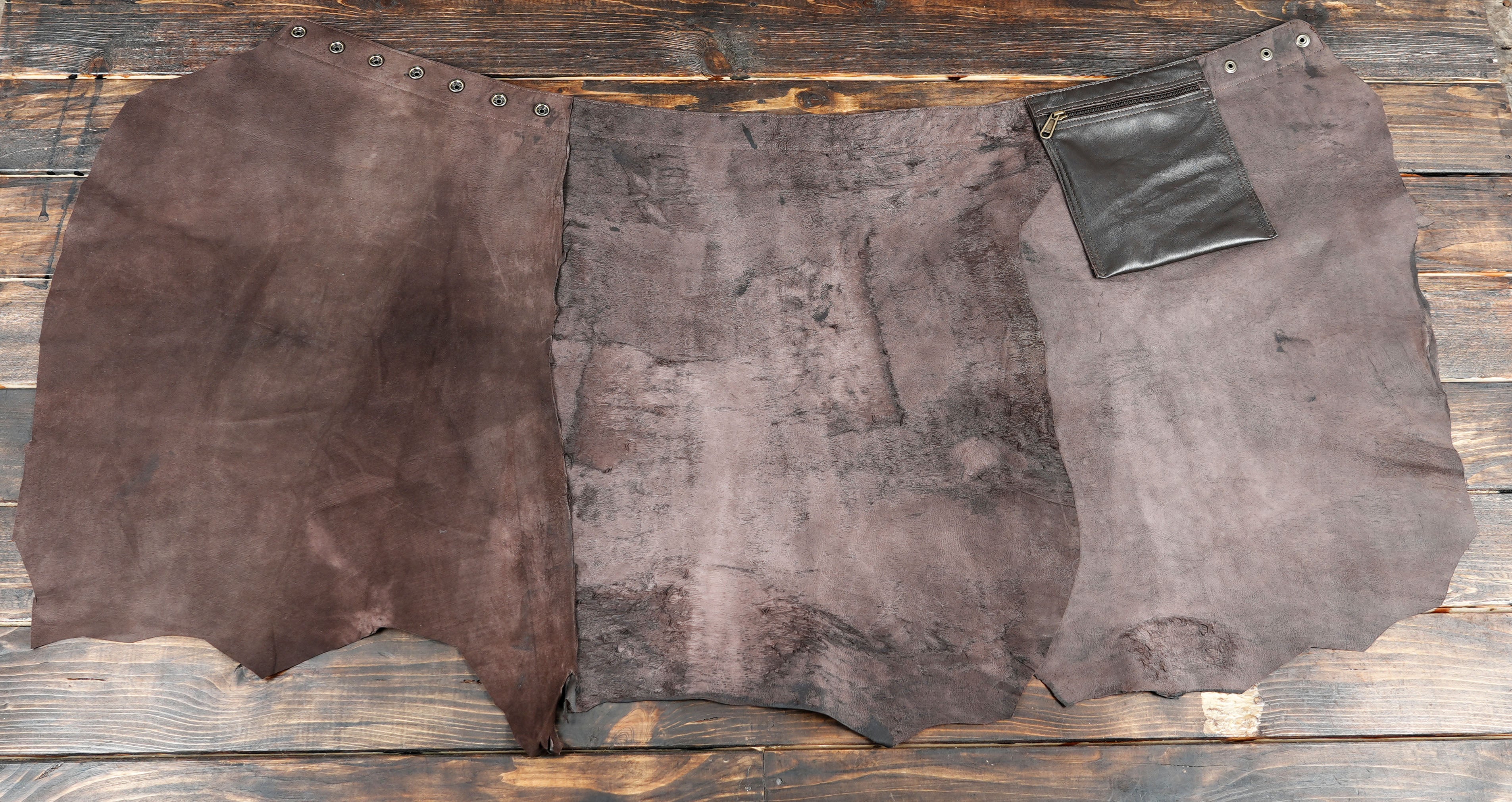 “Handmade Leather Skirt with Raw Edge Layers – Rustic Boho Festival Steampunk Style”